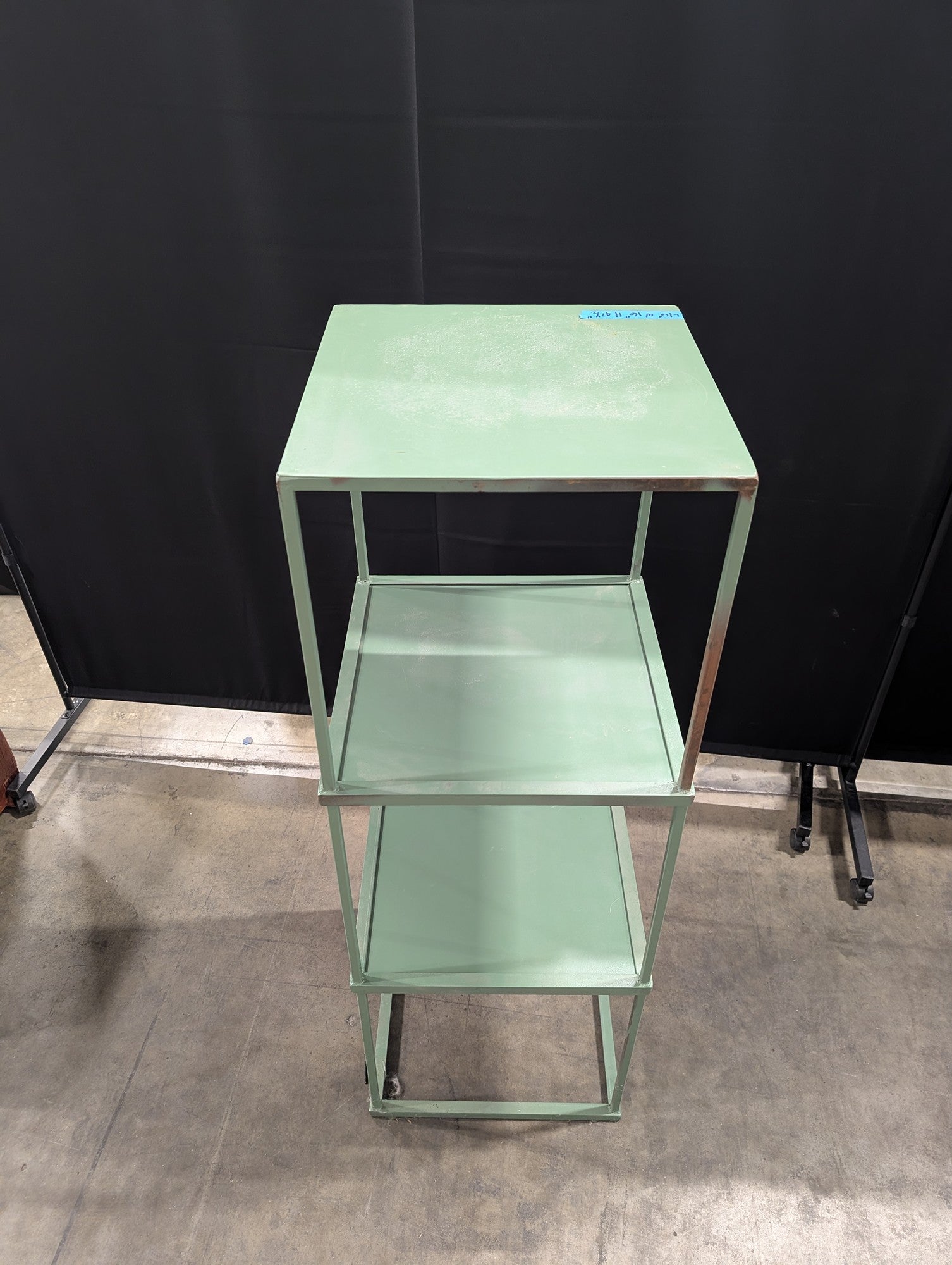 Sage Green Industrial Three-Tier Bookcase