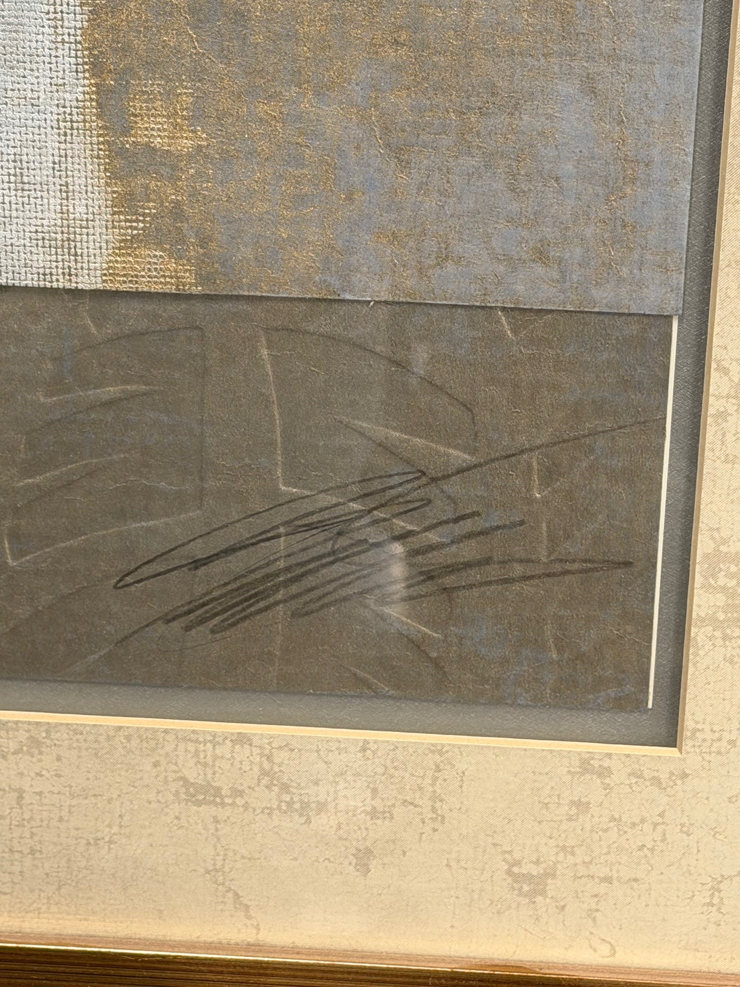 Abstract Textured Wall Art Print in Gold Frame