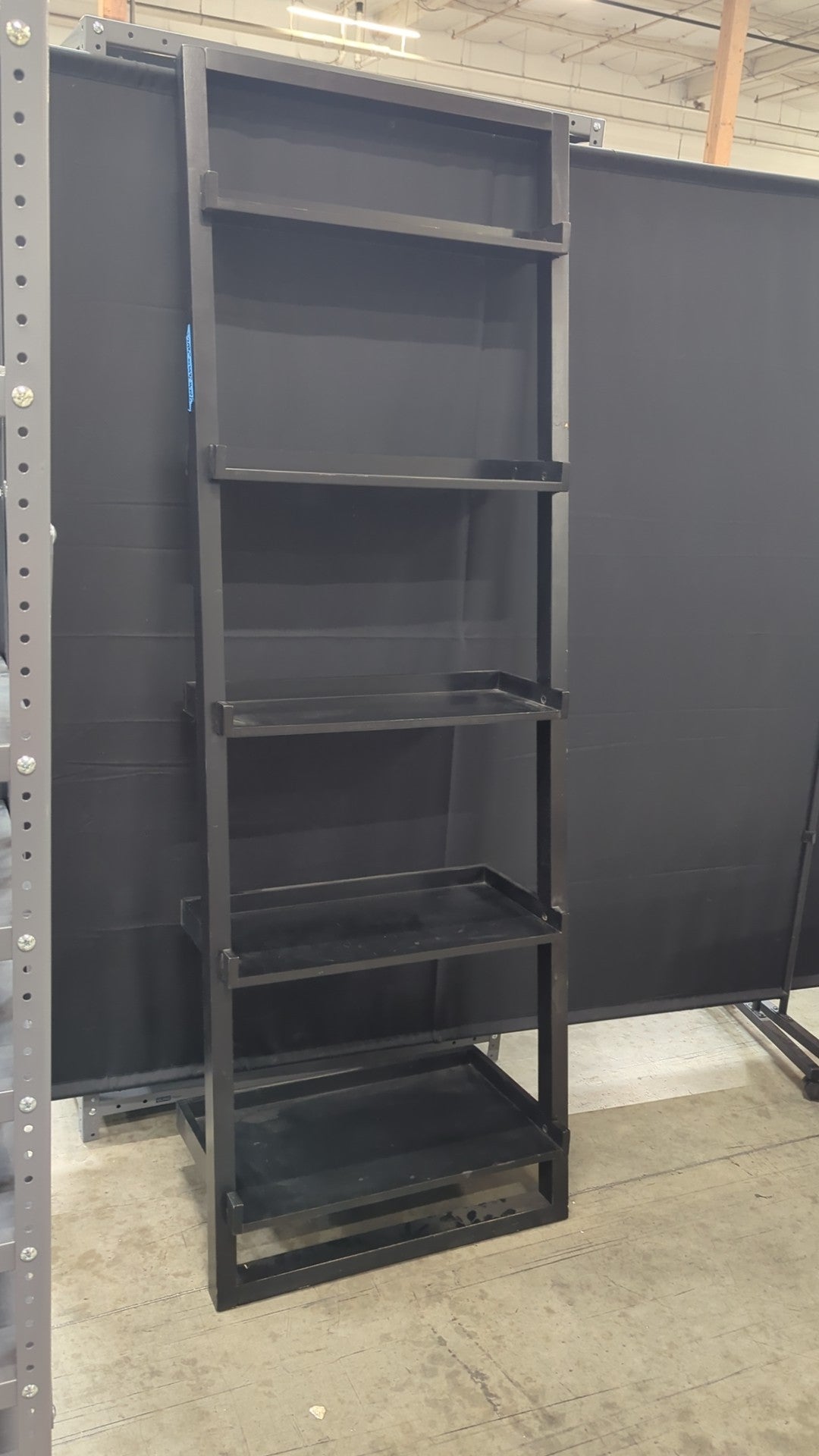 Black Wood Ladder Bookcase with Five Shelves
