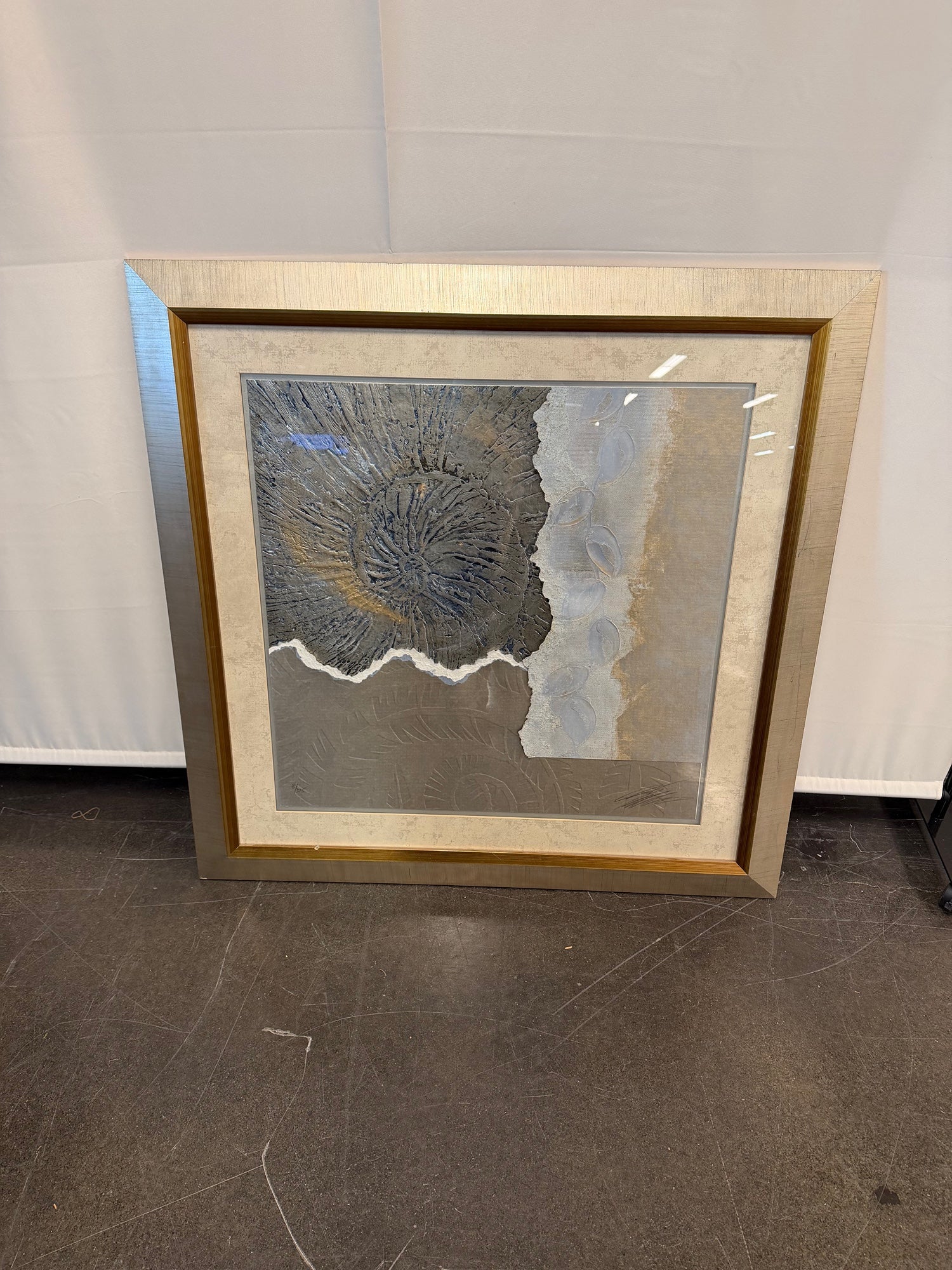 Abstract Textured Wall Art Print in Gold Frame