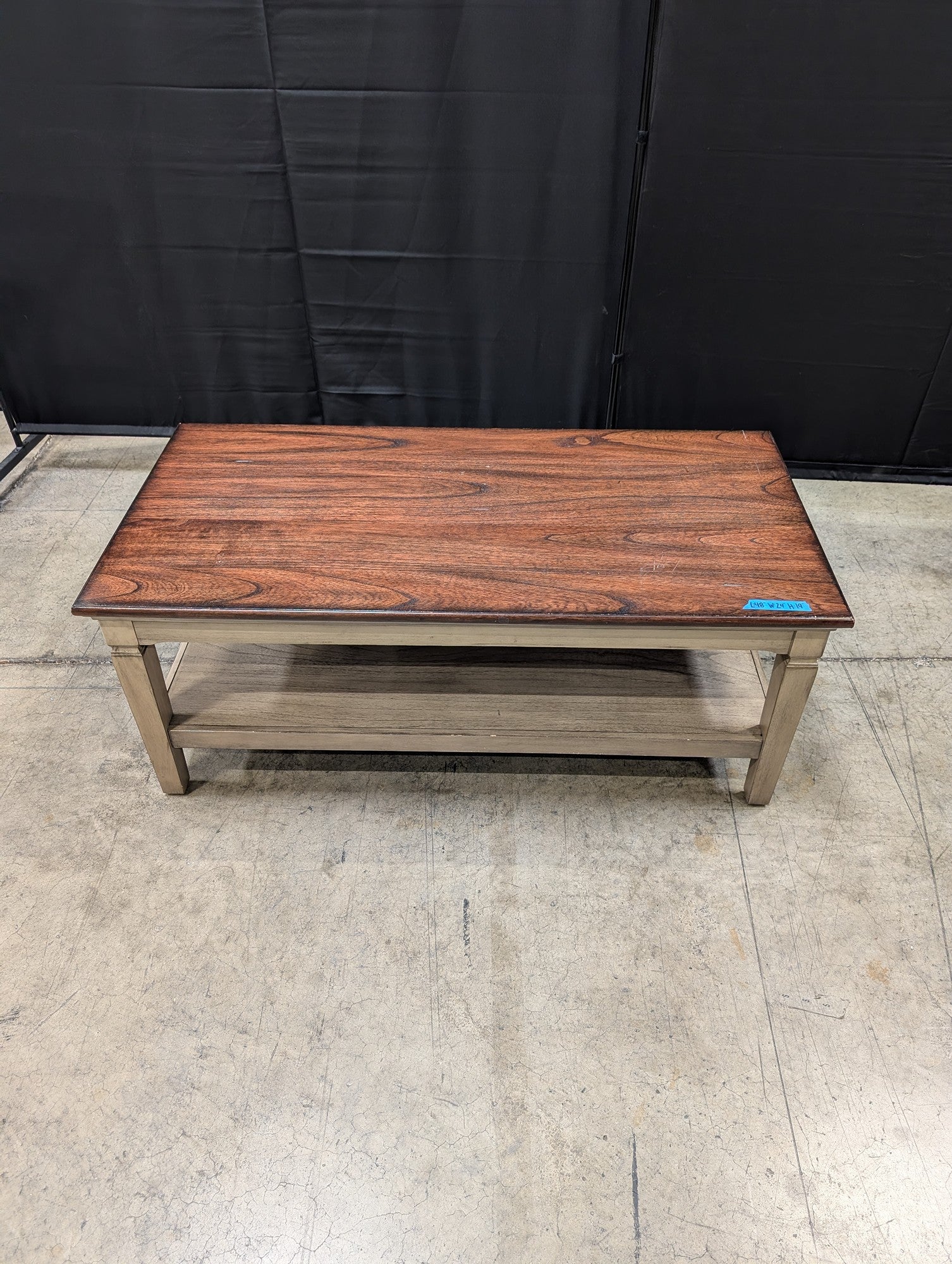 Two-Tone Wood Coffee Table with Lower Shelf