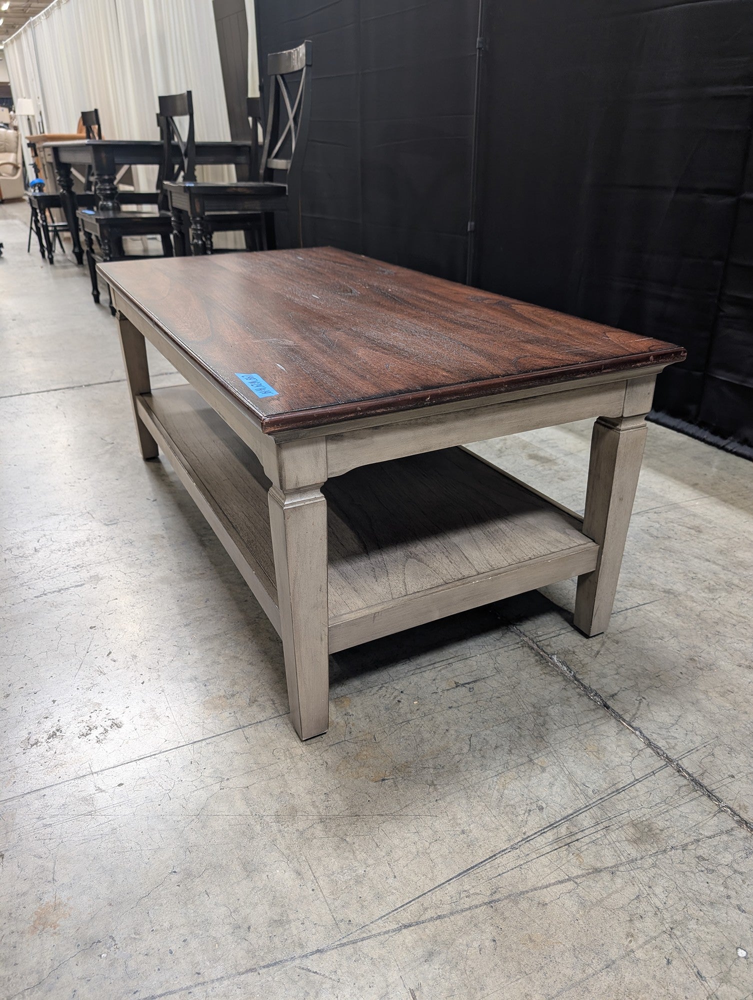 Two-Tone Wood Coffee Table with Lower Shelf