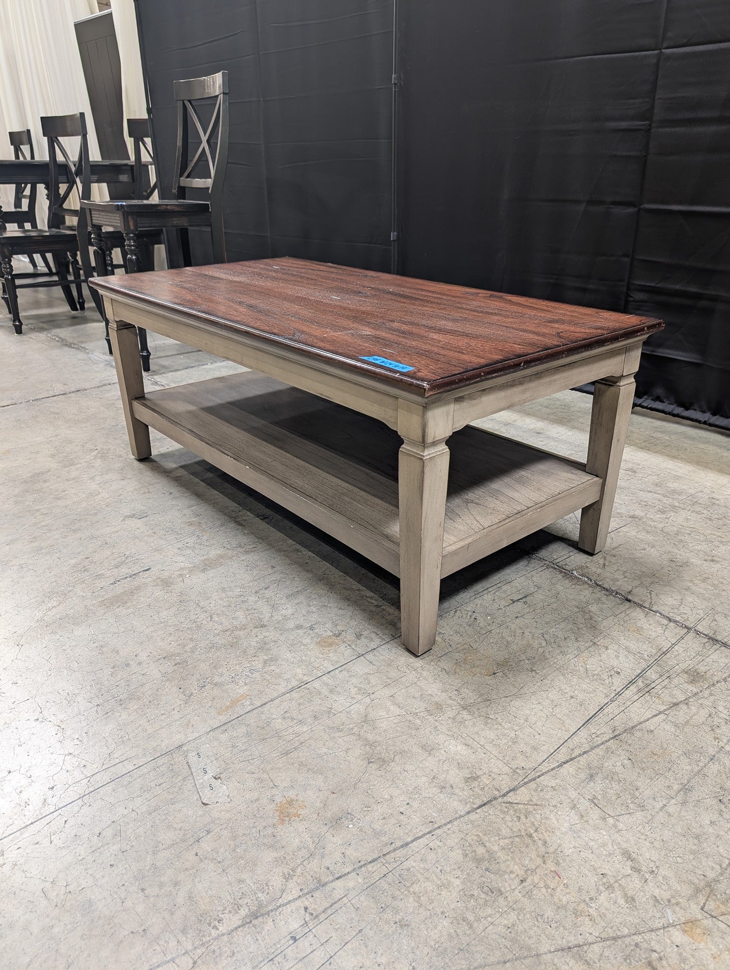 Two-Tone Wood Coffee Table with Lower Shelf