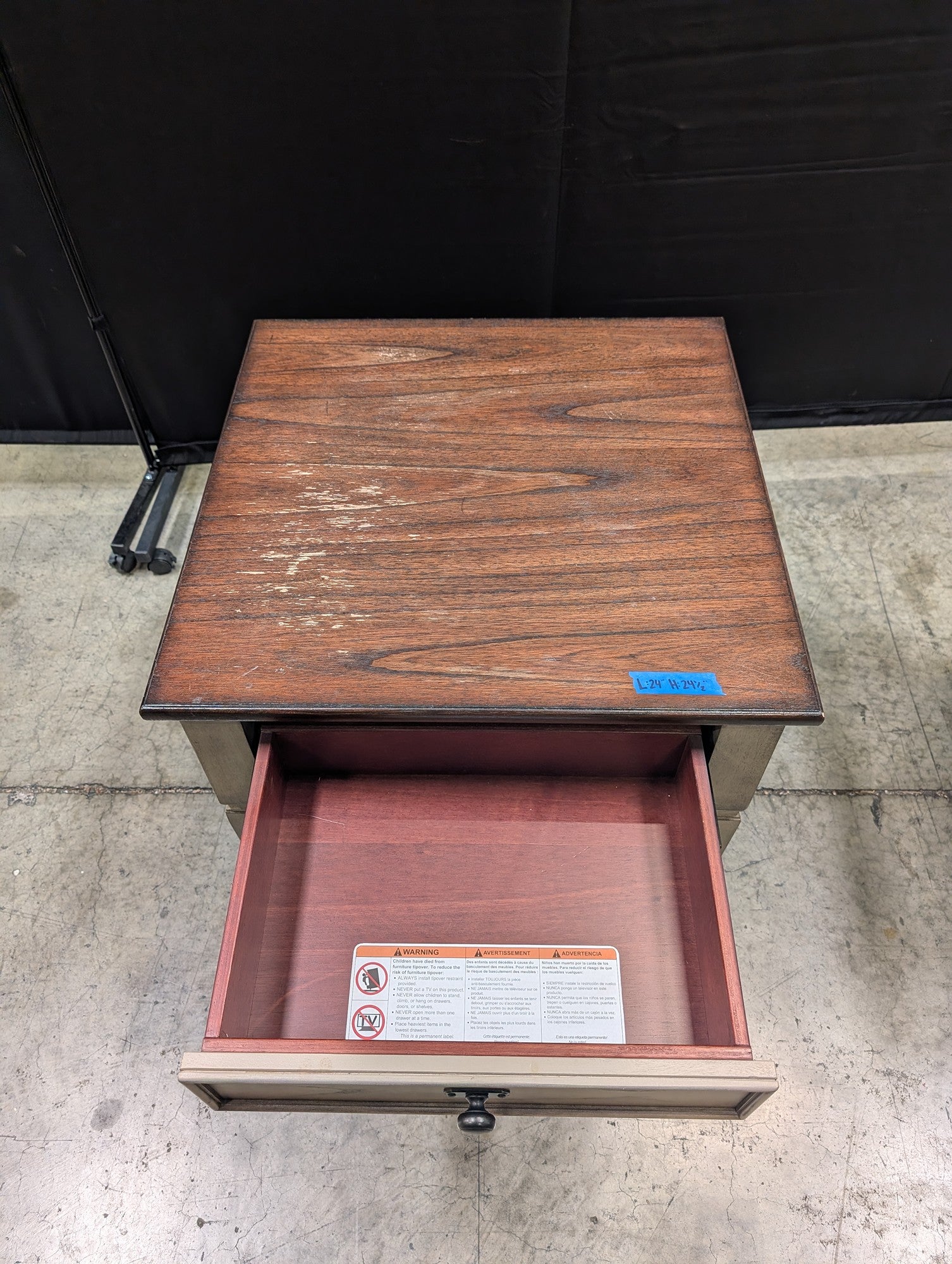 Two-Tone Wood Nightstand with Single Drawer