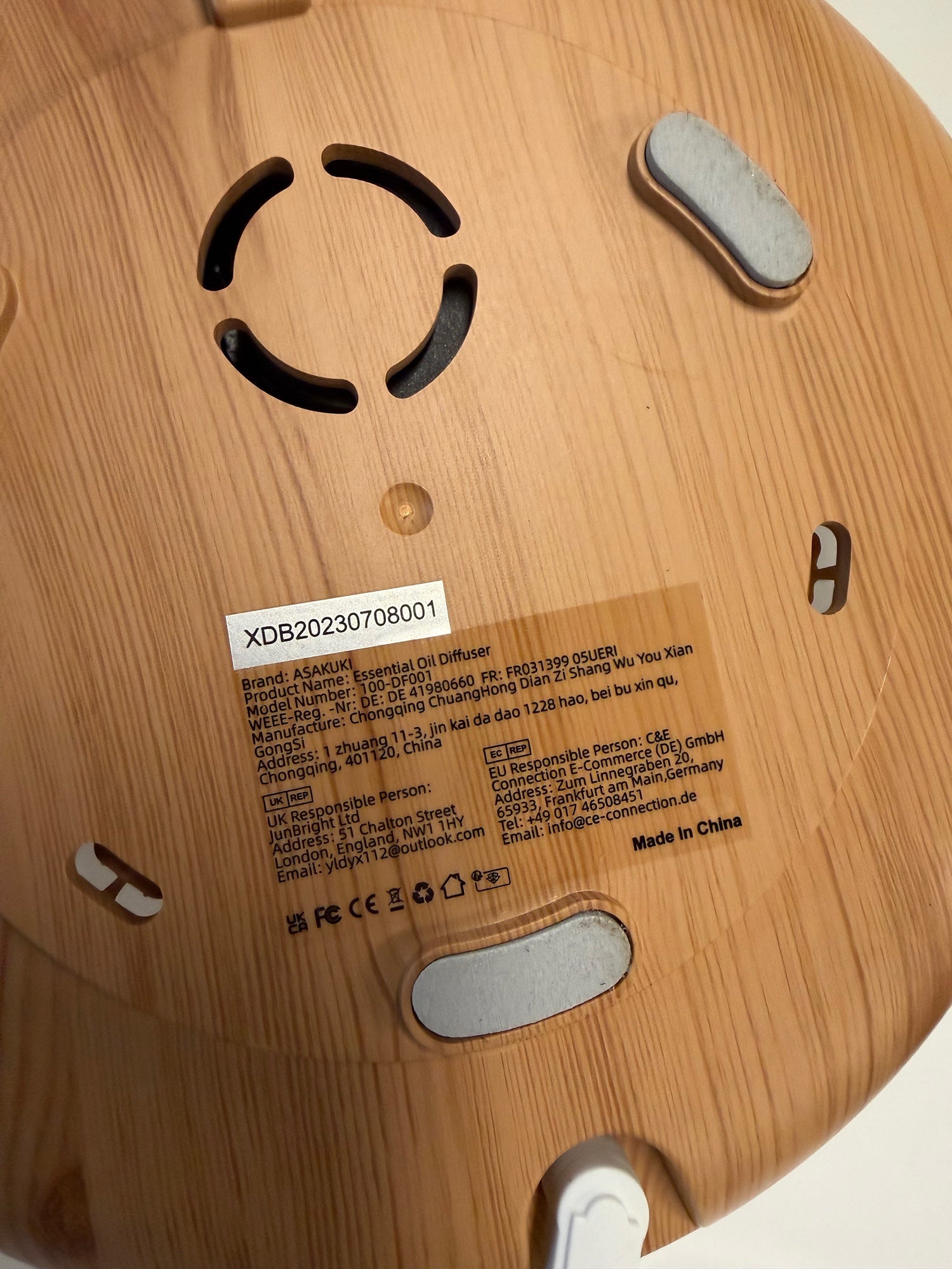 ASAKUKI White Wood-Grain Essential Oil Diffuser with Timer