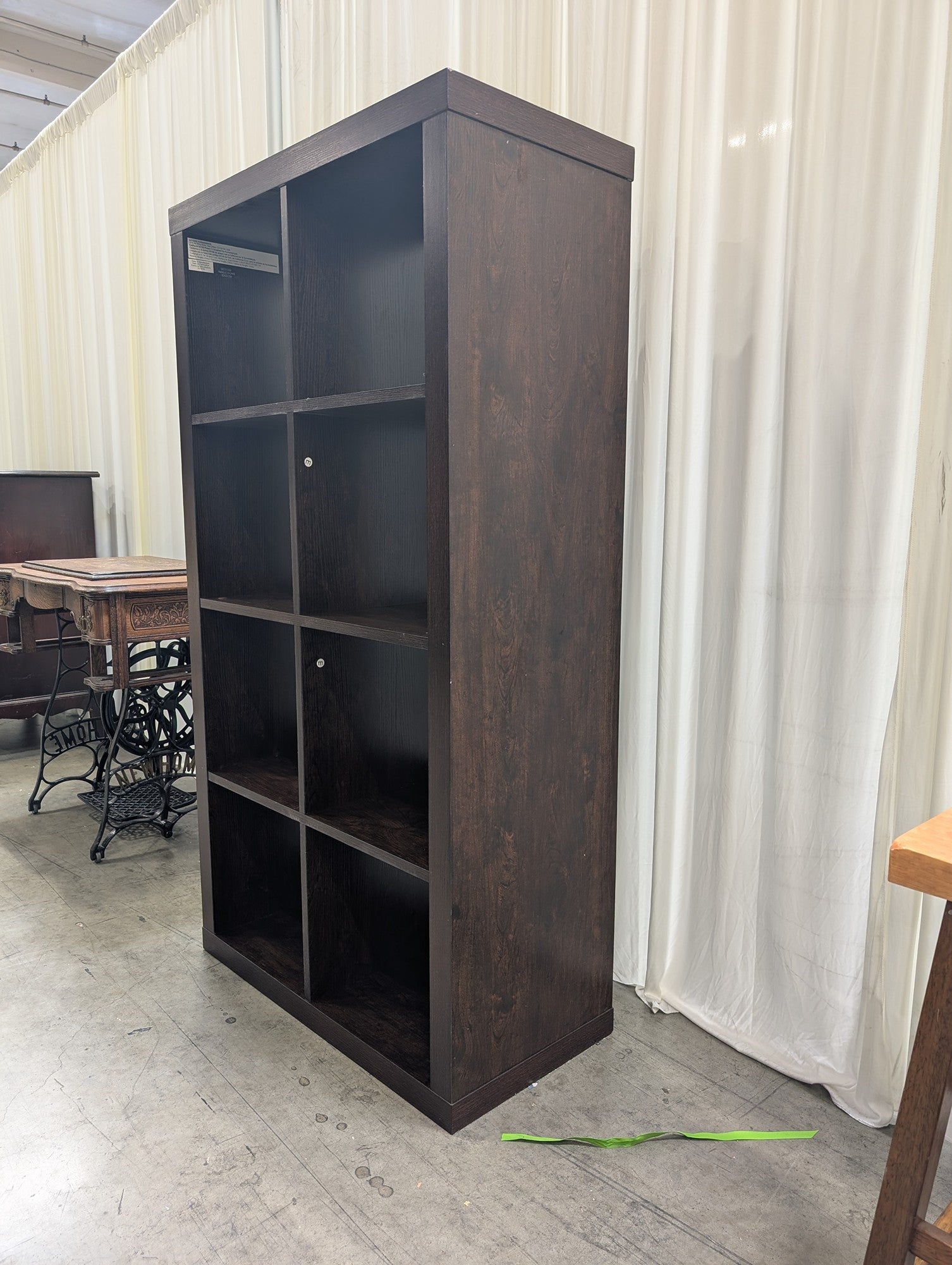 Bayside Furnishings Dark Brown Bookcase with Eight Cubbies