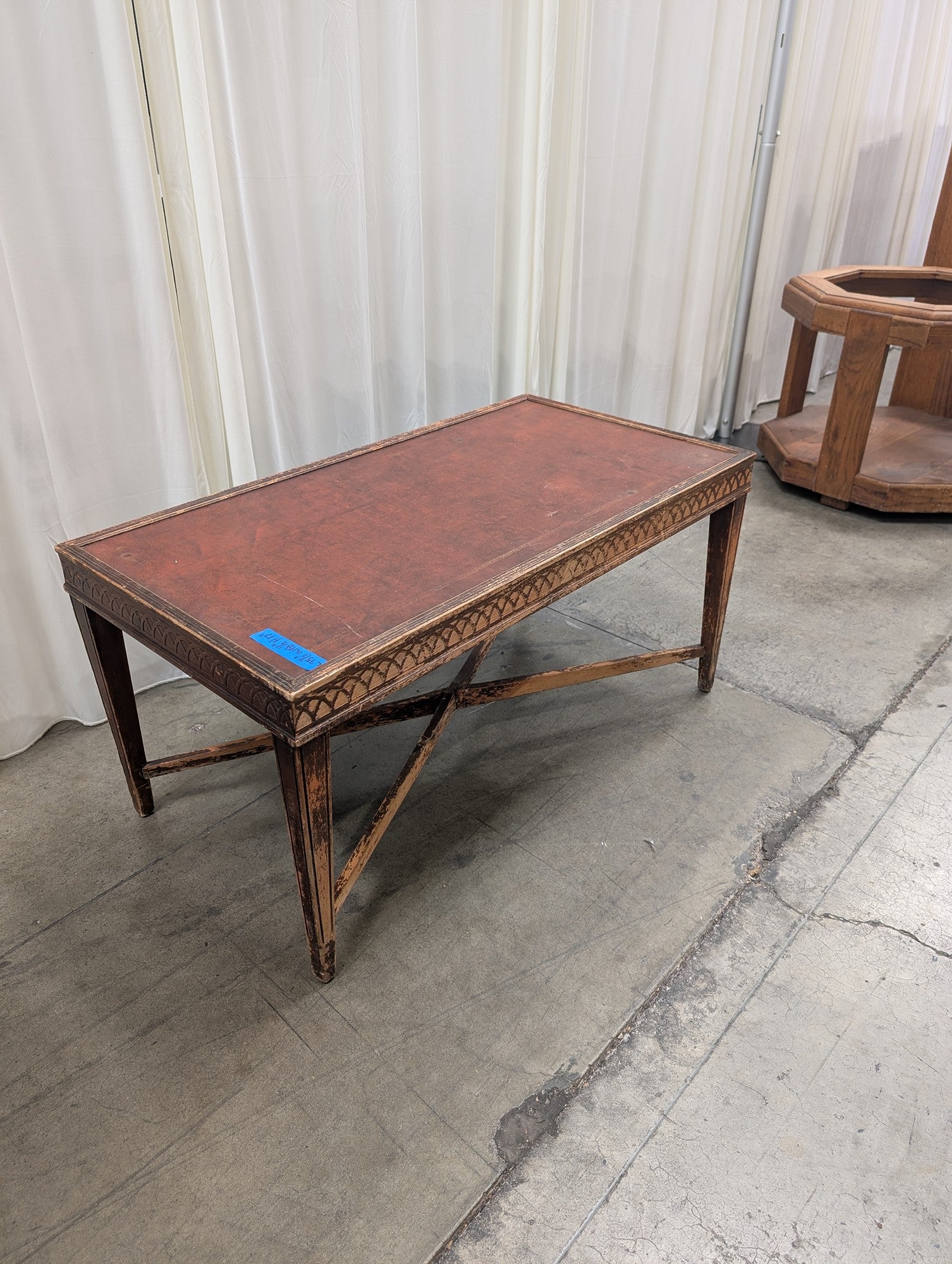 Rectangular Wood Coffee Table with Red Top