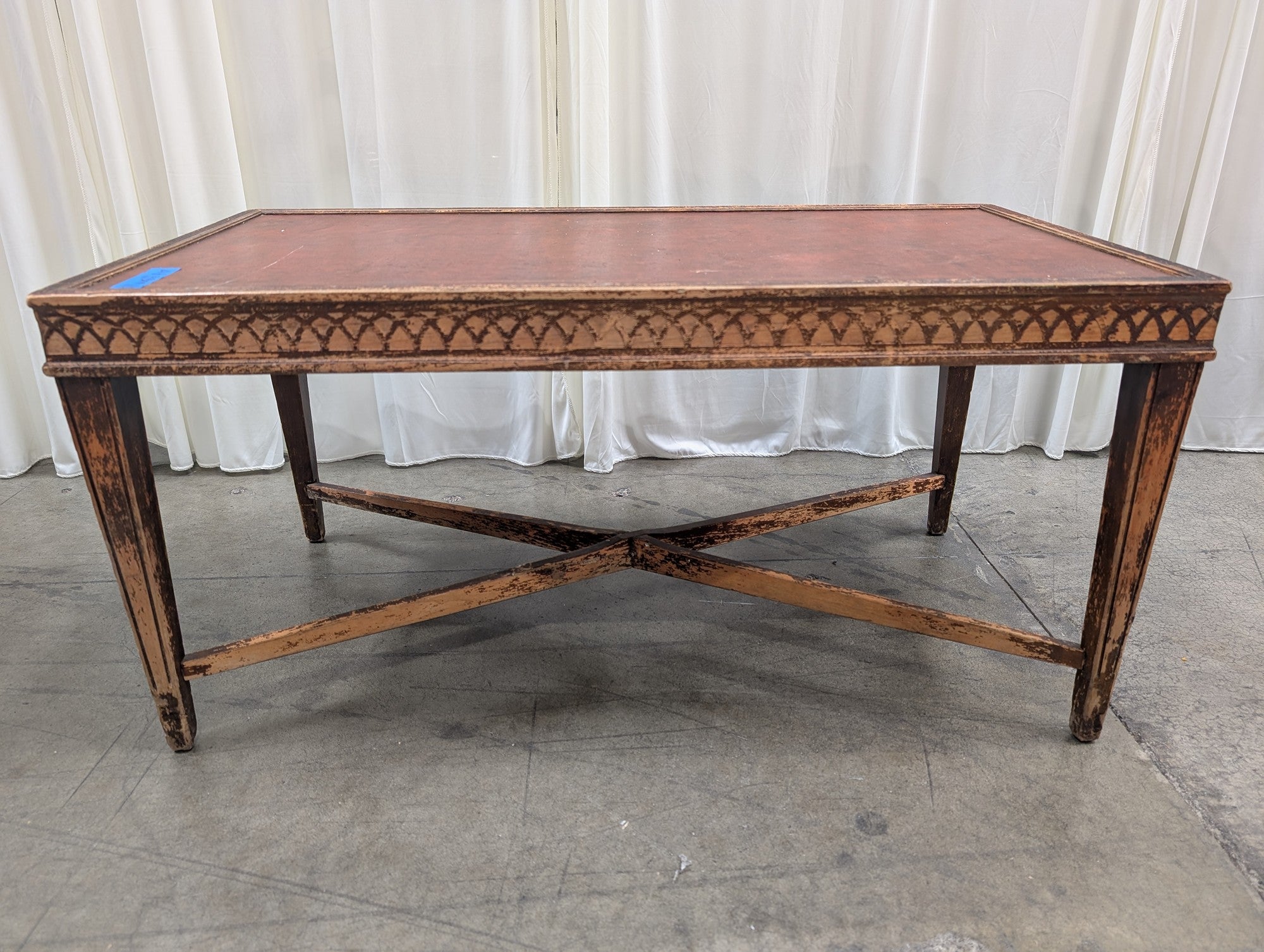 Rectangular Wood Coffee Table with Red Top