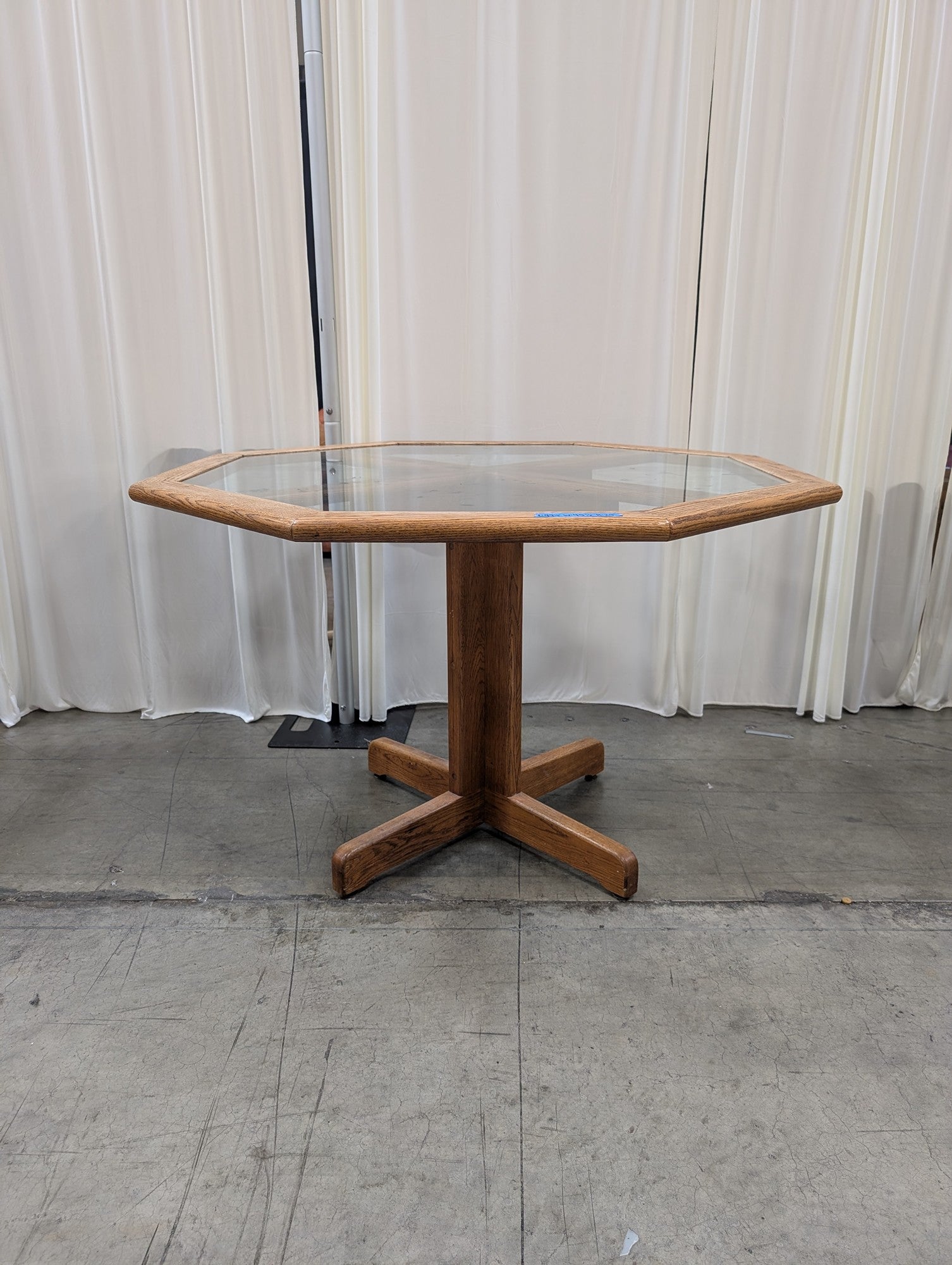 Octagonal Oak Dining Table with Glass Insert