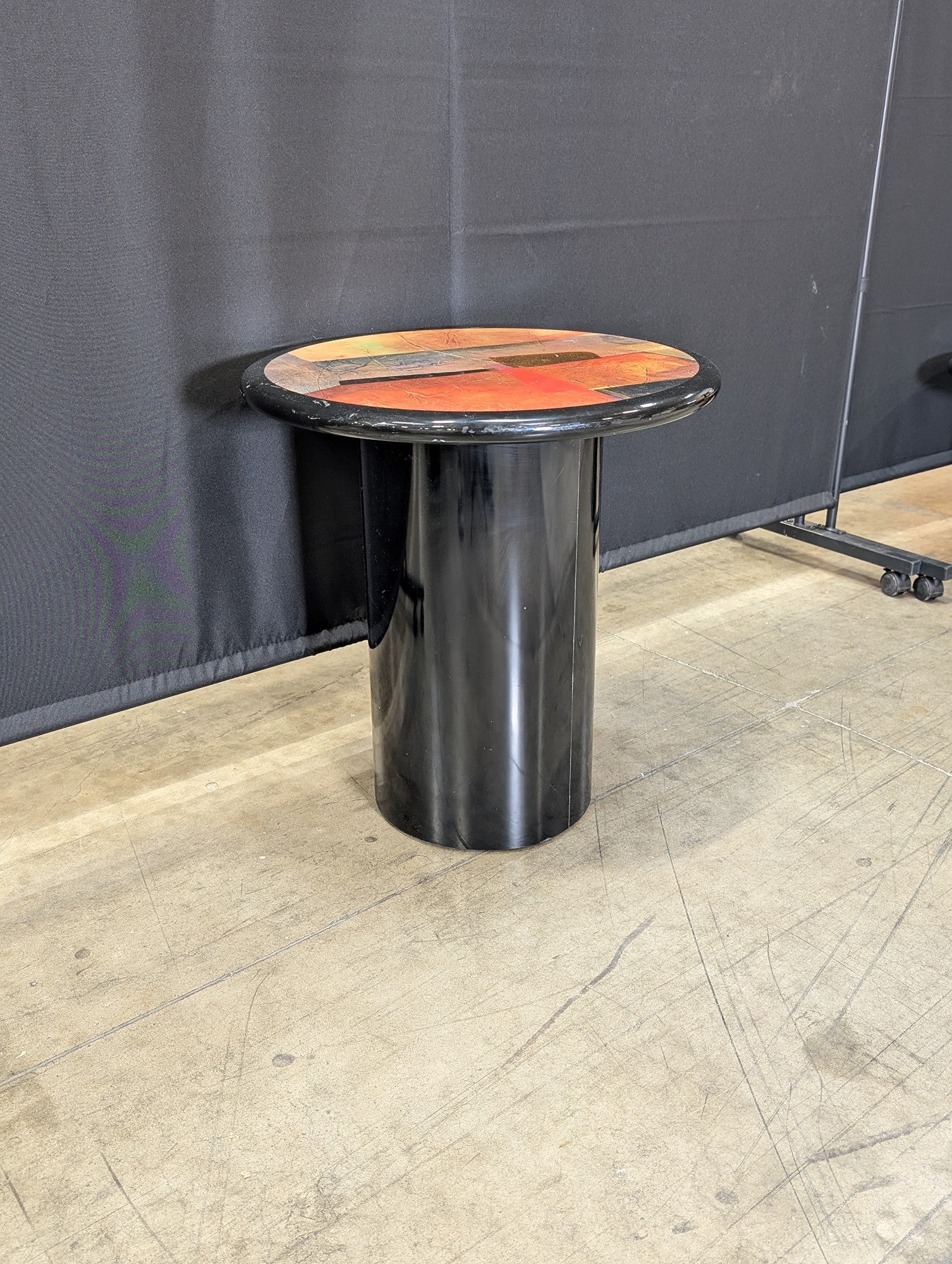 Abstract Art Round Pedestal Side Table