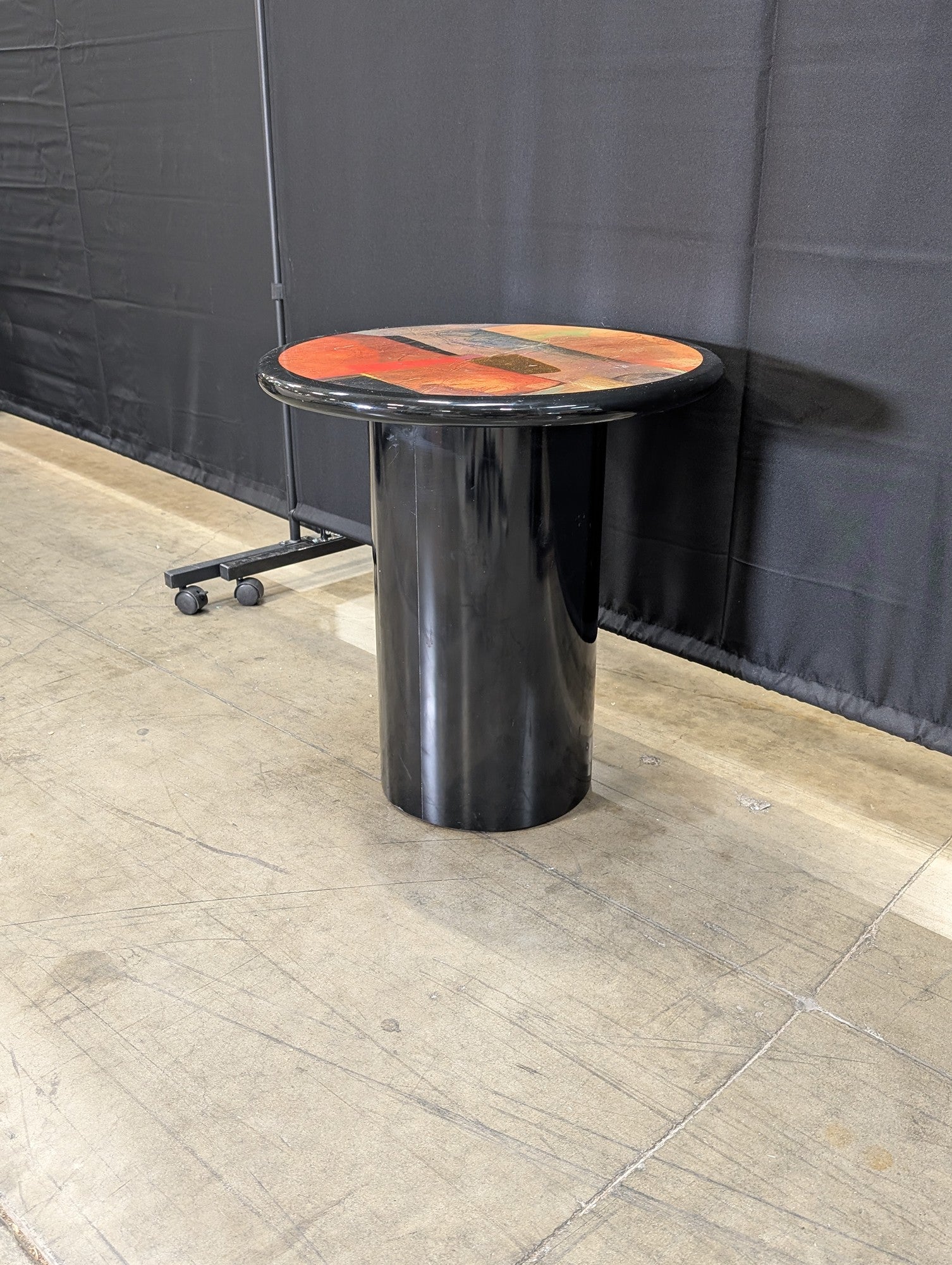 Abstract Art Round Pedestal Side Table