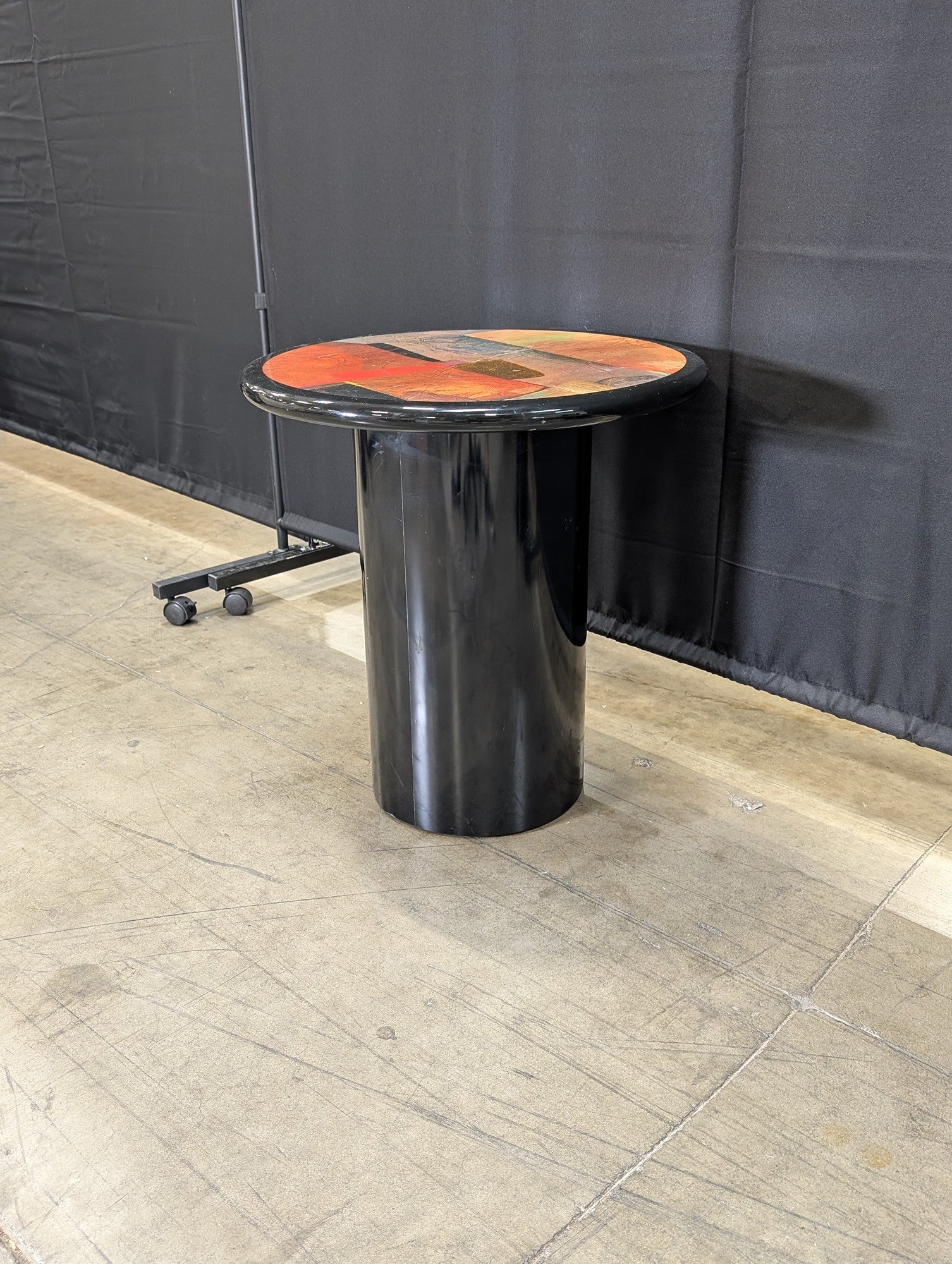 Abstract Art Round Pedestal Side Table