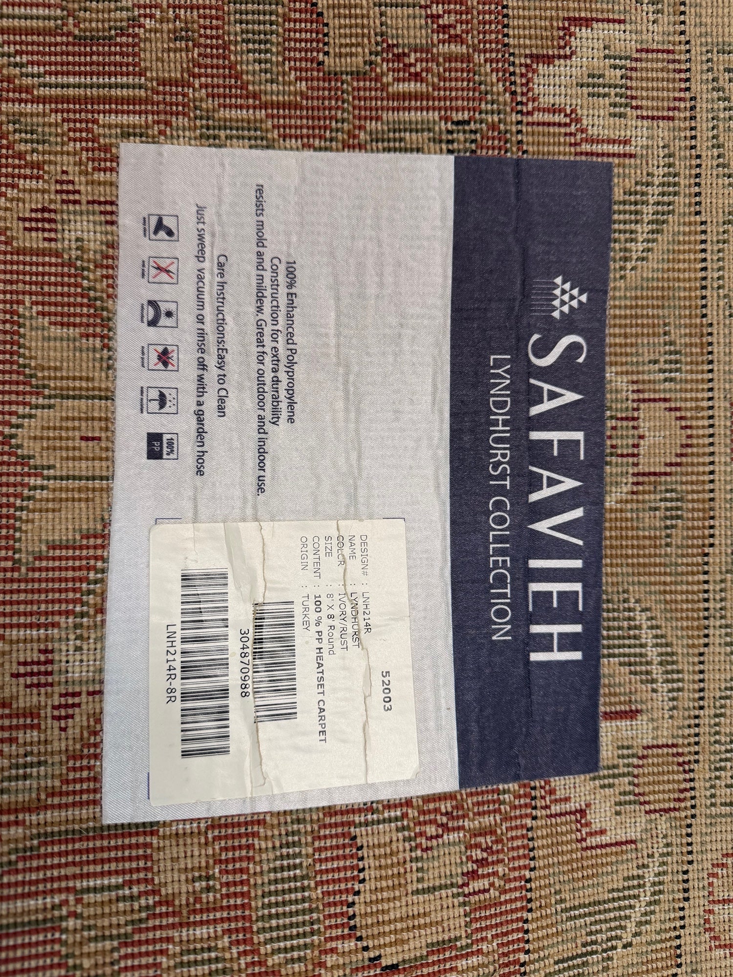 Safavieh Ivory Rust Traditional 8 ft Round Area Rug in Polypropylene