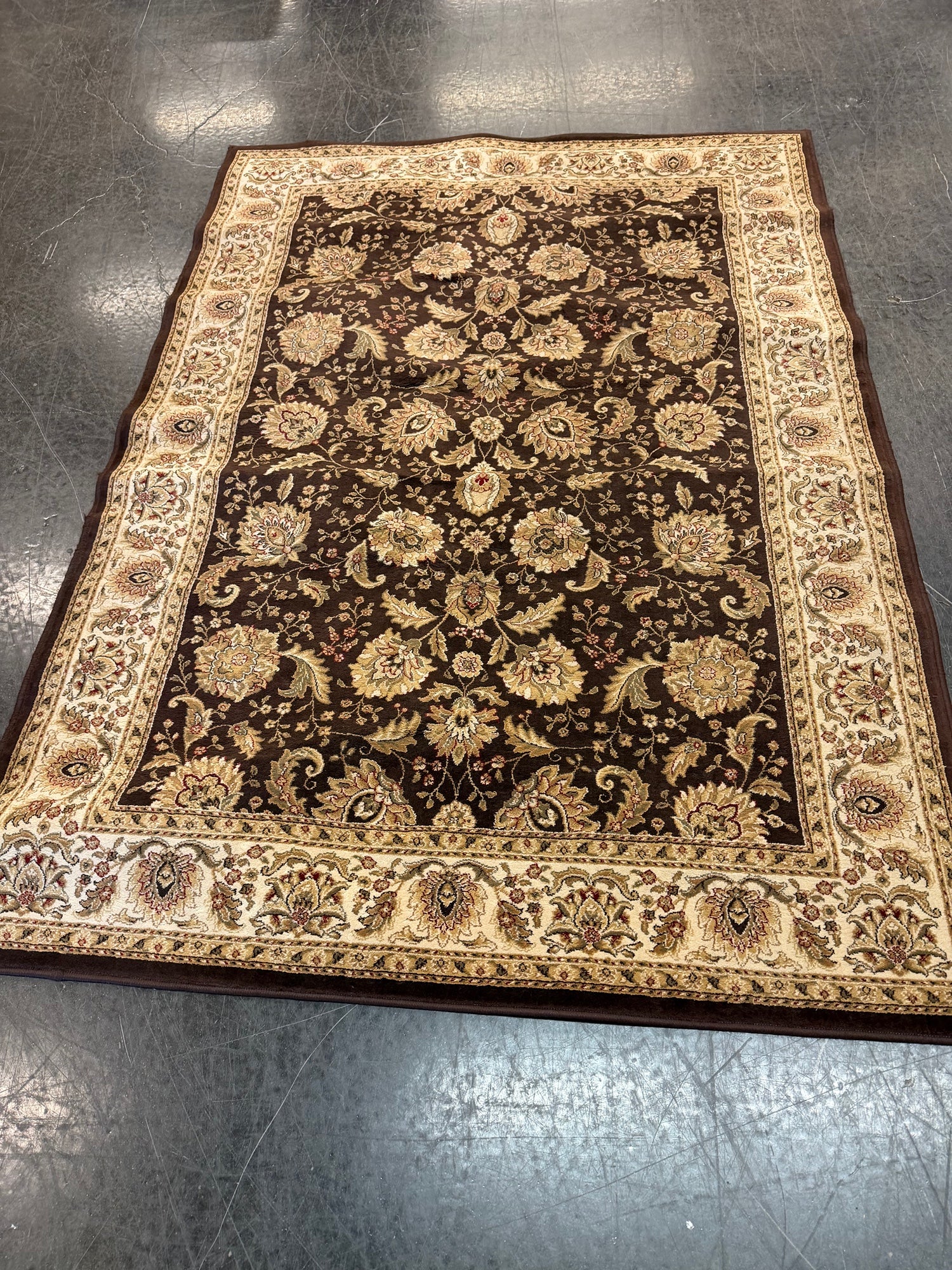 Kenneth Mink Brown Kashan Floral Area Rug in Polypropylene | Warwick Collection