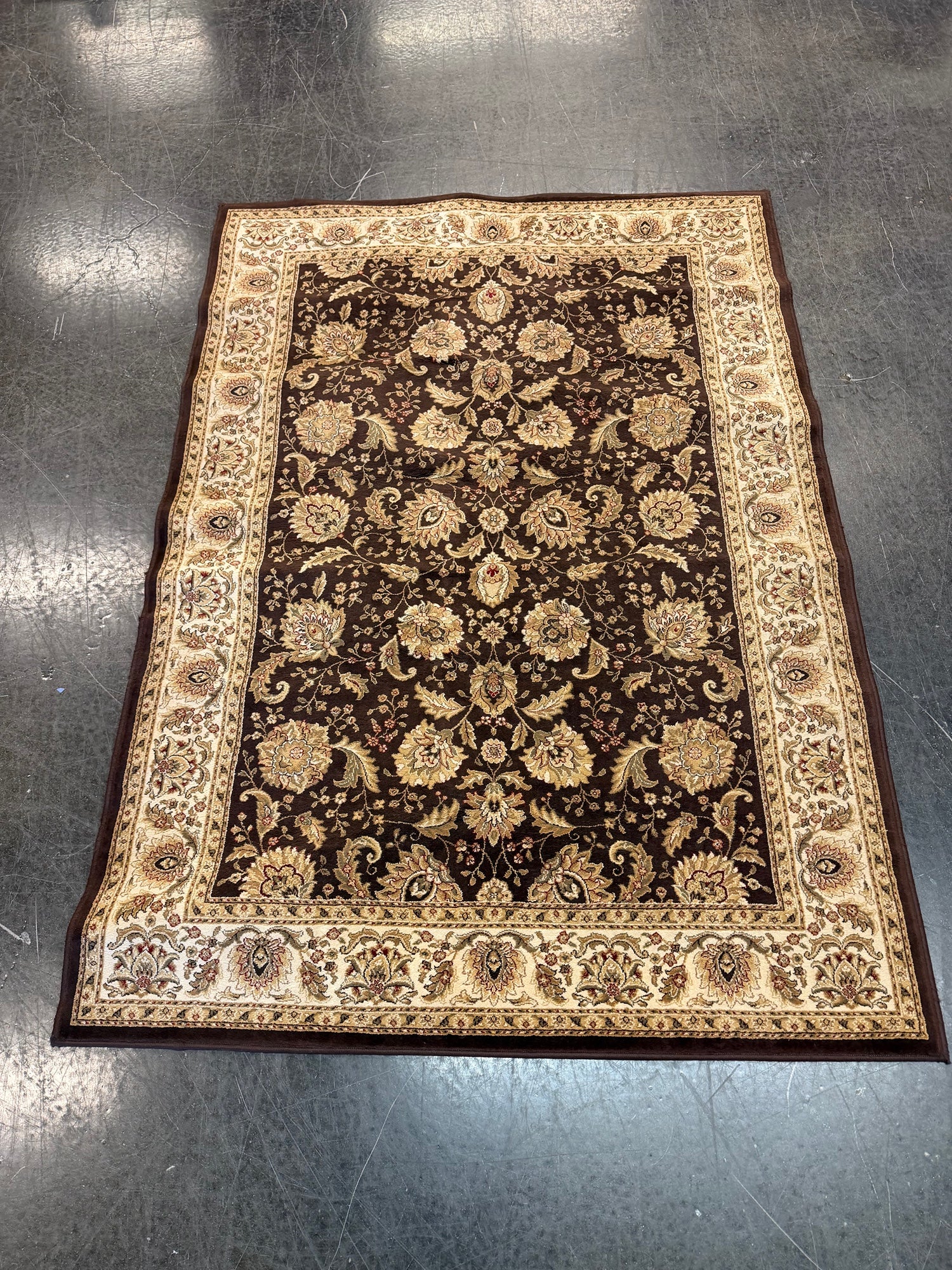 Kenneth Mink Brown Kashan Floral Area Rug in Polypropylene | Warwick Collection