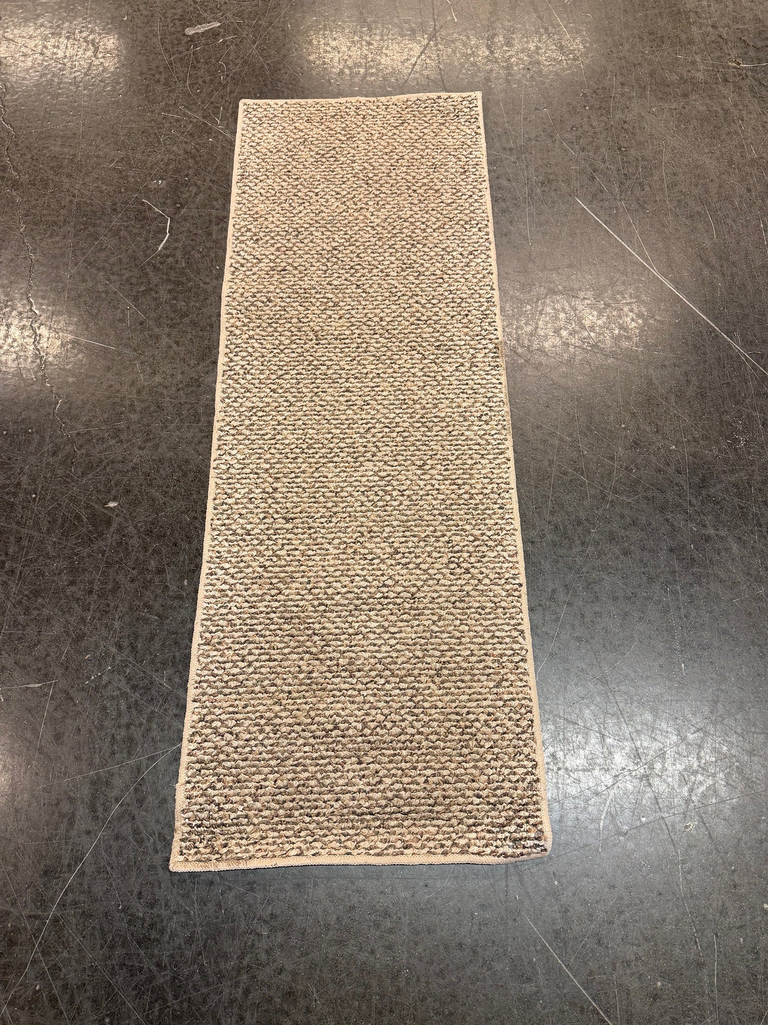 Textured Beige and Brown Rectangular Carpet