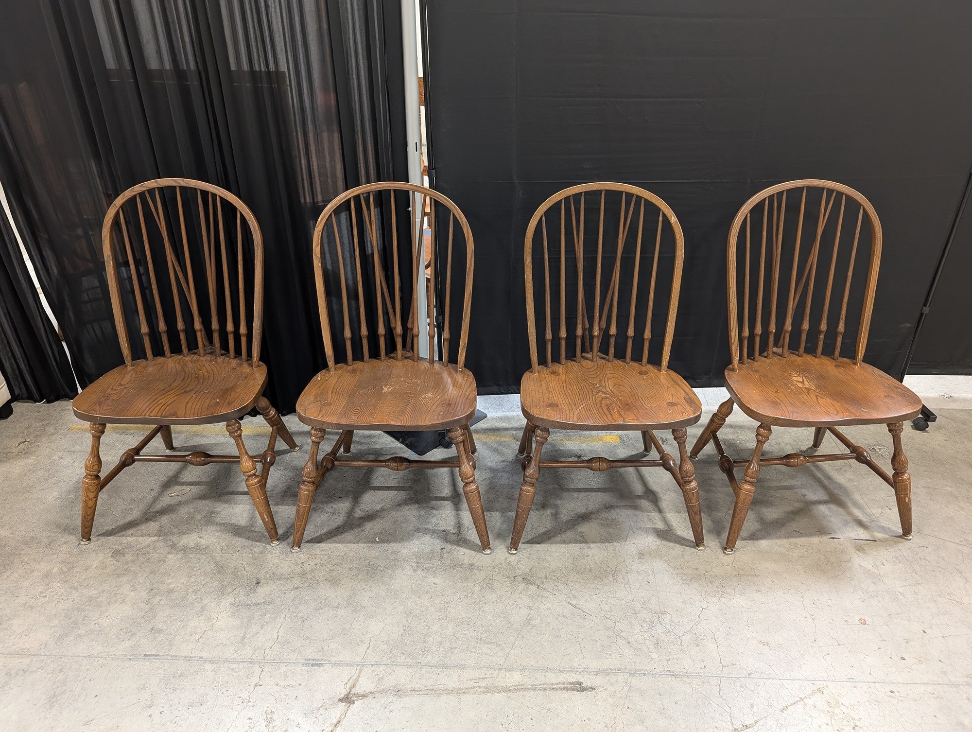 Set of Four Pennsylvania House Medium Brown Wood Windsor Chairs