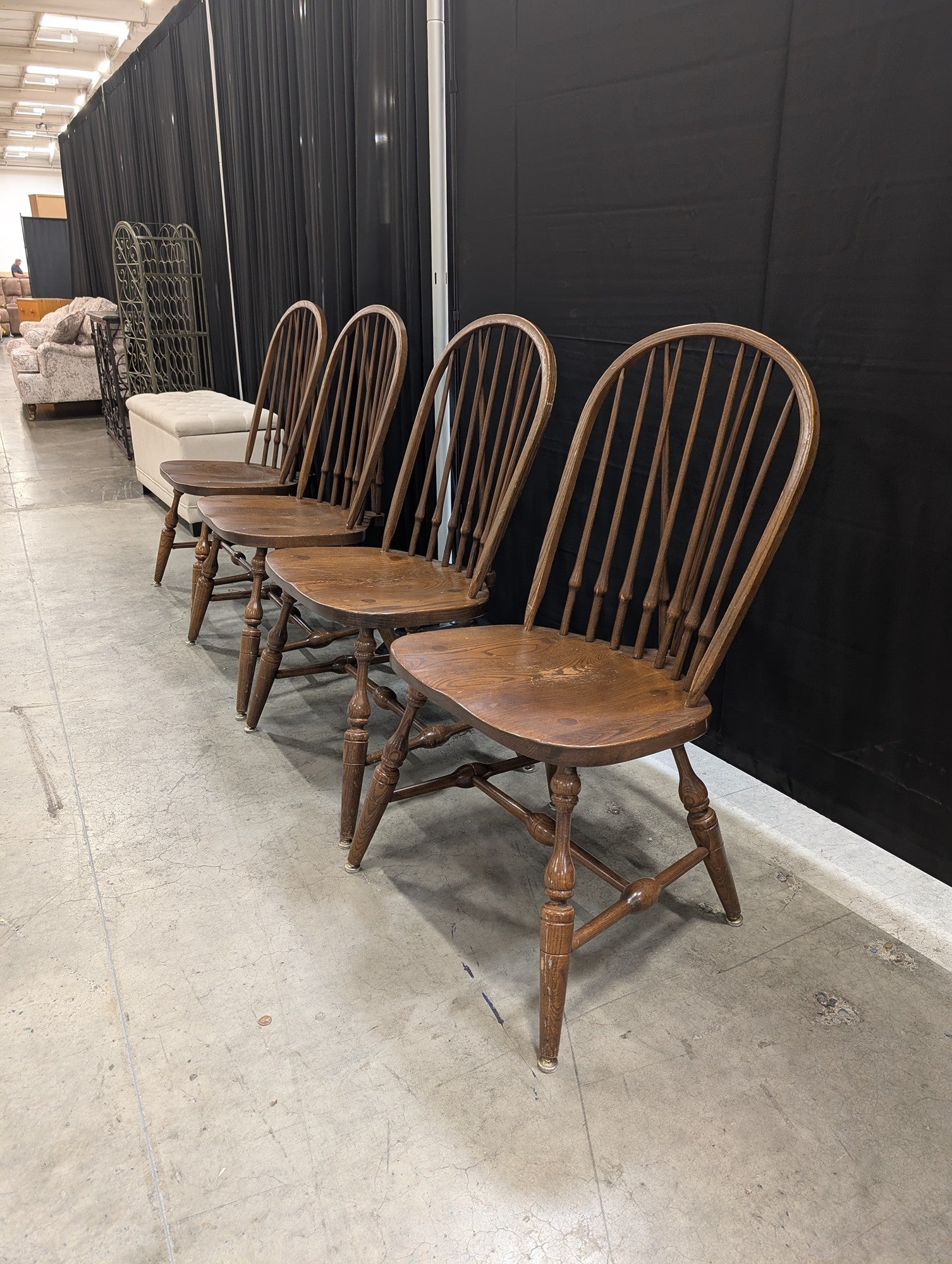 Set of Four Pennsylvania House Medium Brown Wood Windsor Chairs