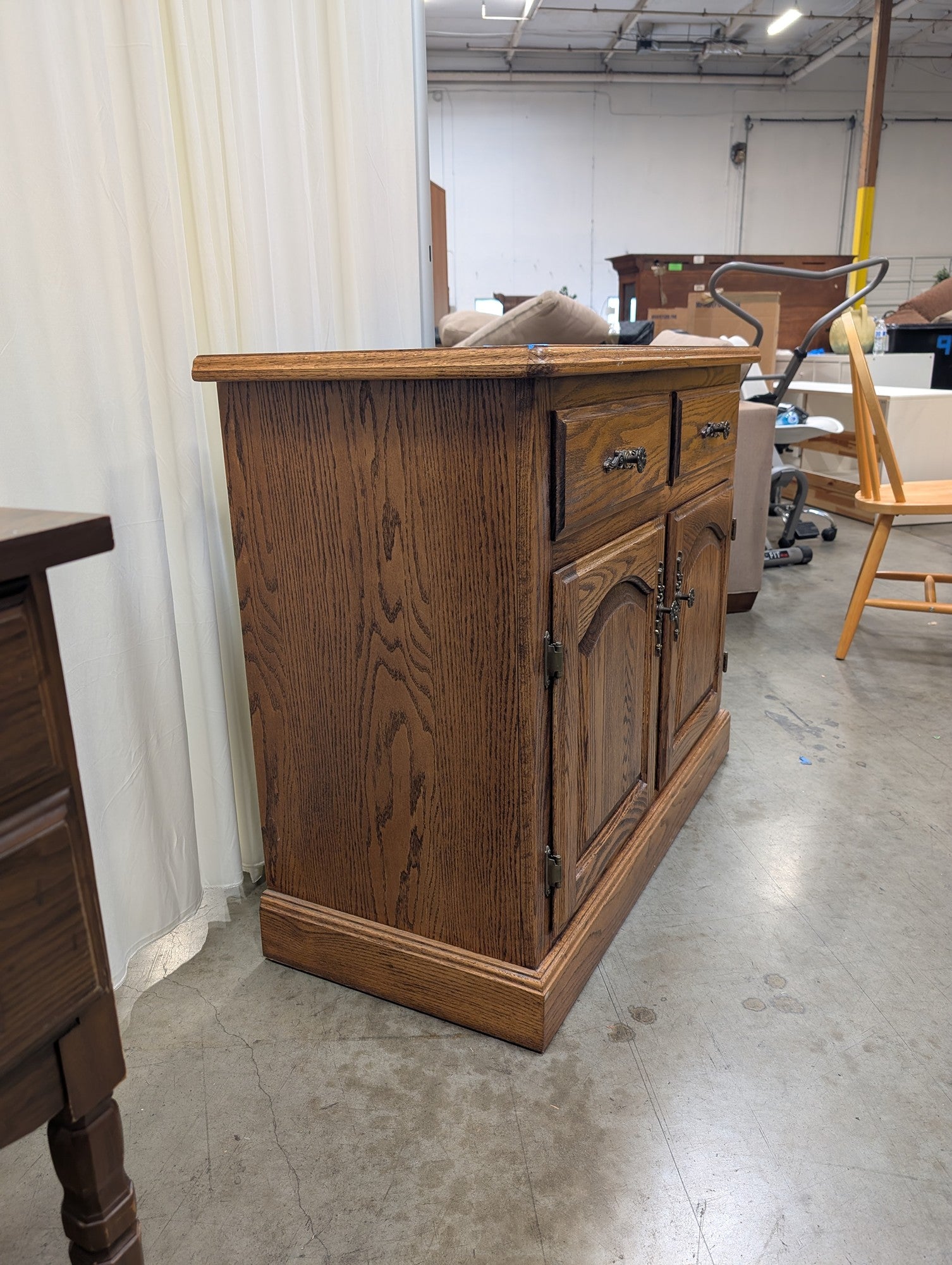 Rustic Hardwood Storage Credenza with Drawers and Cabinet Doors