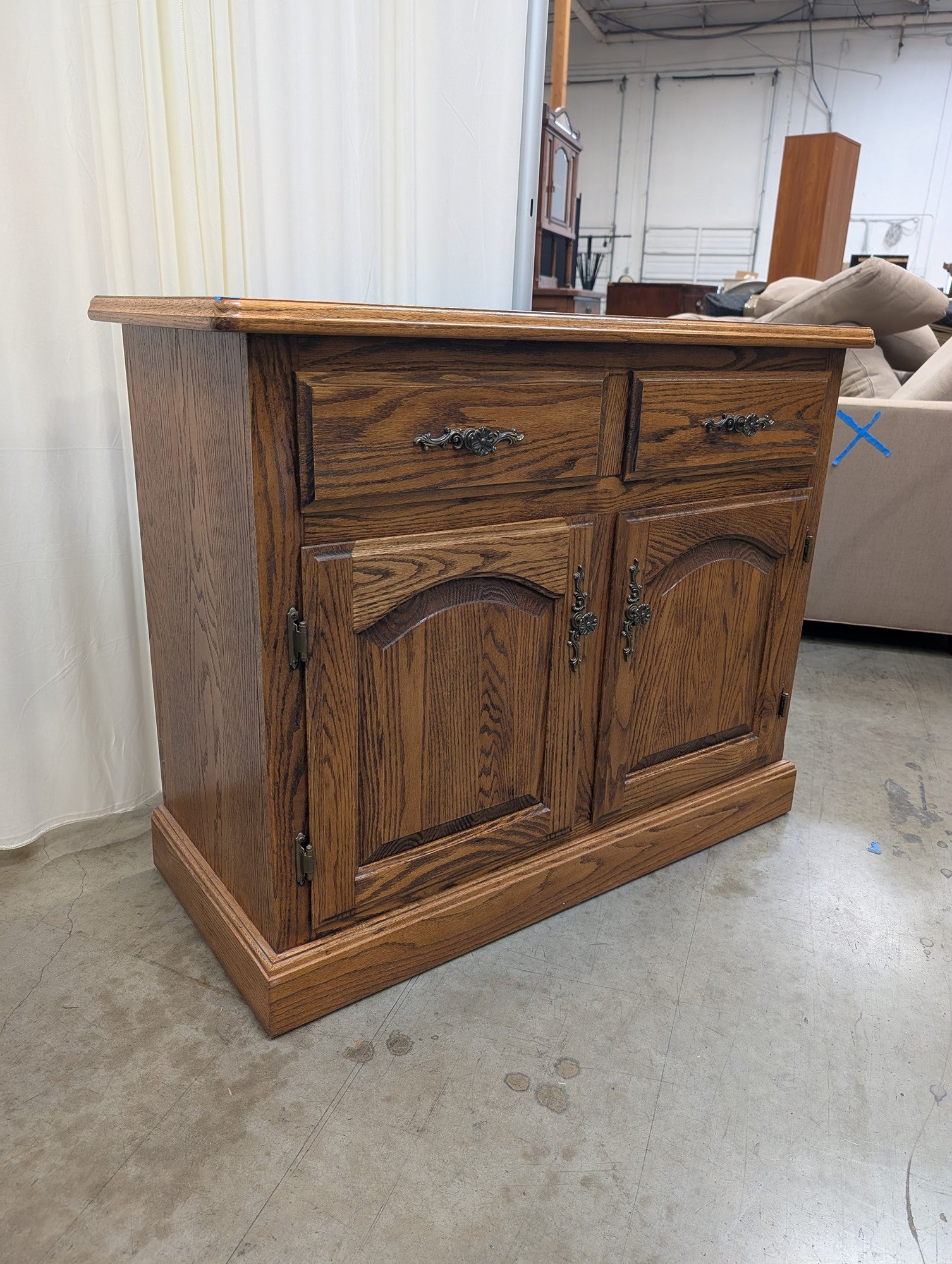 Rustic Hardwood Storage Credenza with Drawers and Cabinet Doors