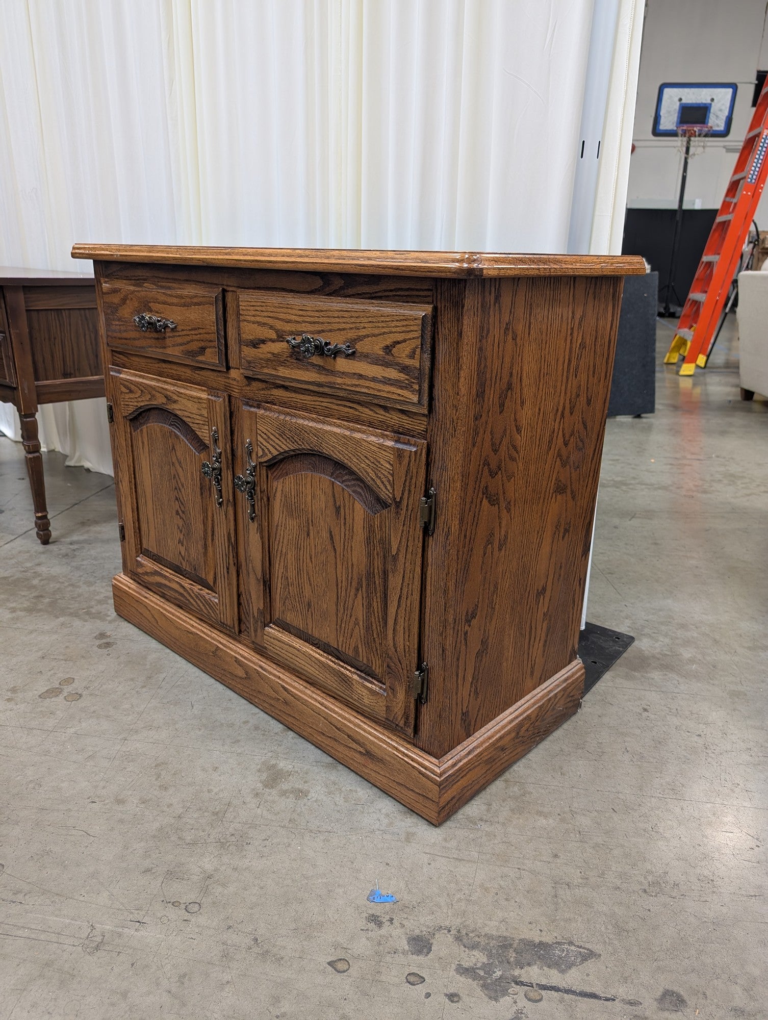 Rustic Hardwood Storage Credenza with Drawers and Cabinet Doors