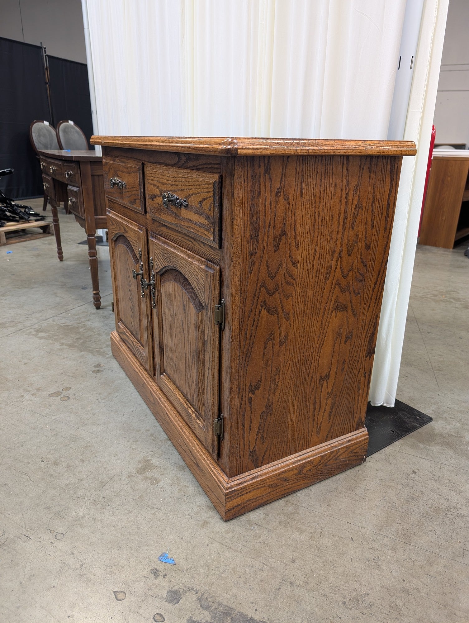 Rustic Hardwood Storage Credenza with Drawers and Cabinet Doors
