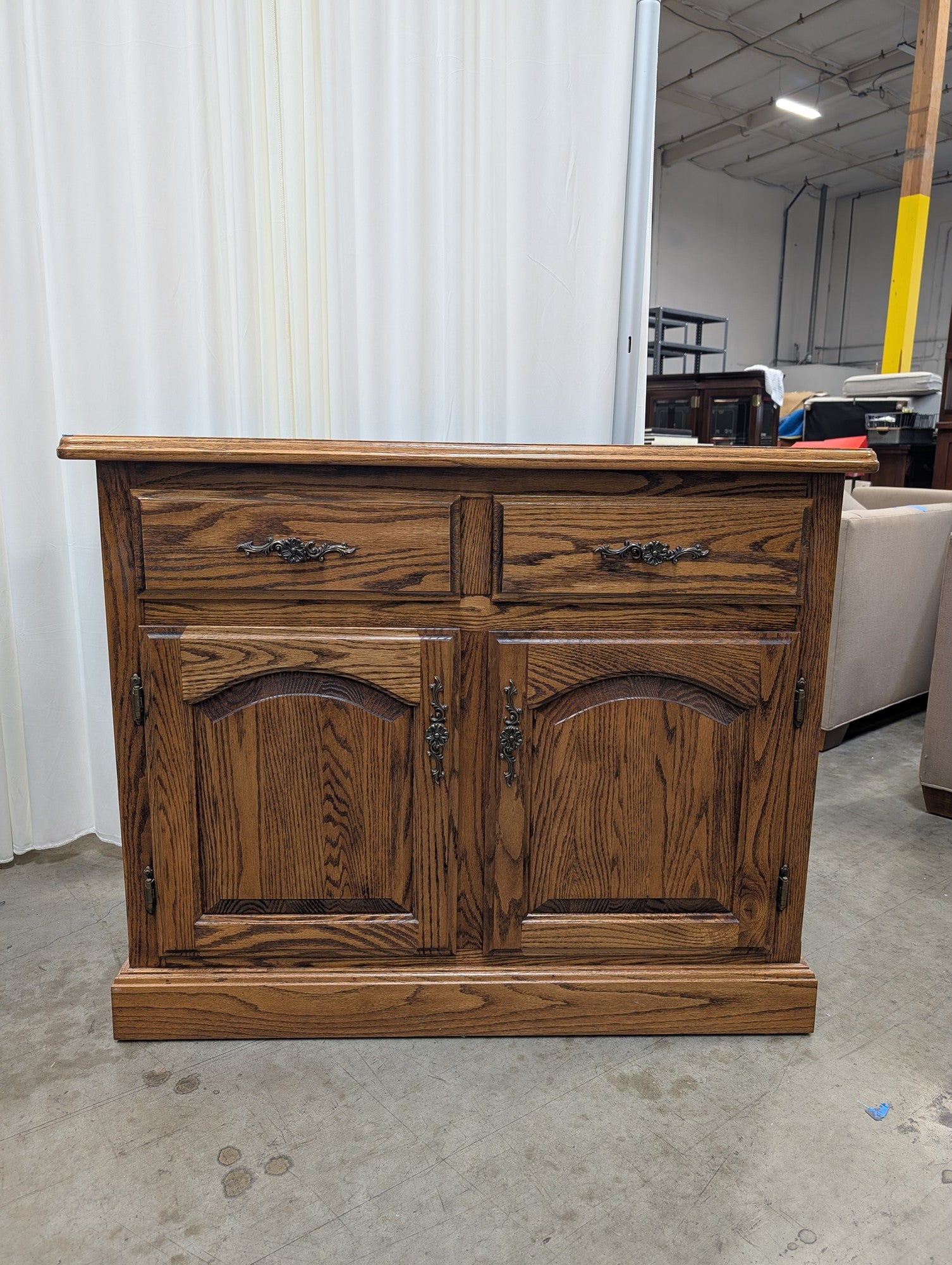 Rustic Hardwood Storage Credenza with Drawers and Cabinet Doors