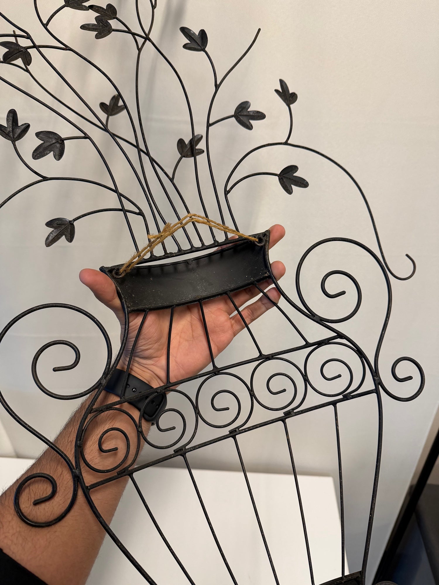 Decorative Metal Wall Art Vase with Botanical Motif