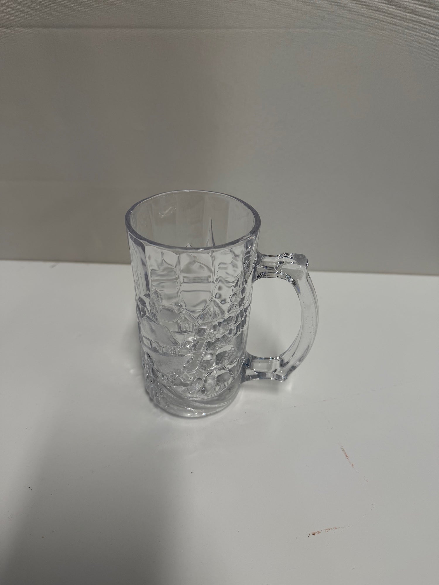 Textured Clear Glass Drinking Mug with Handle