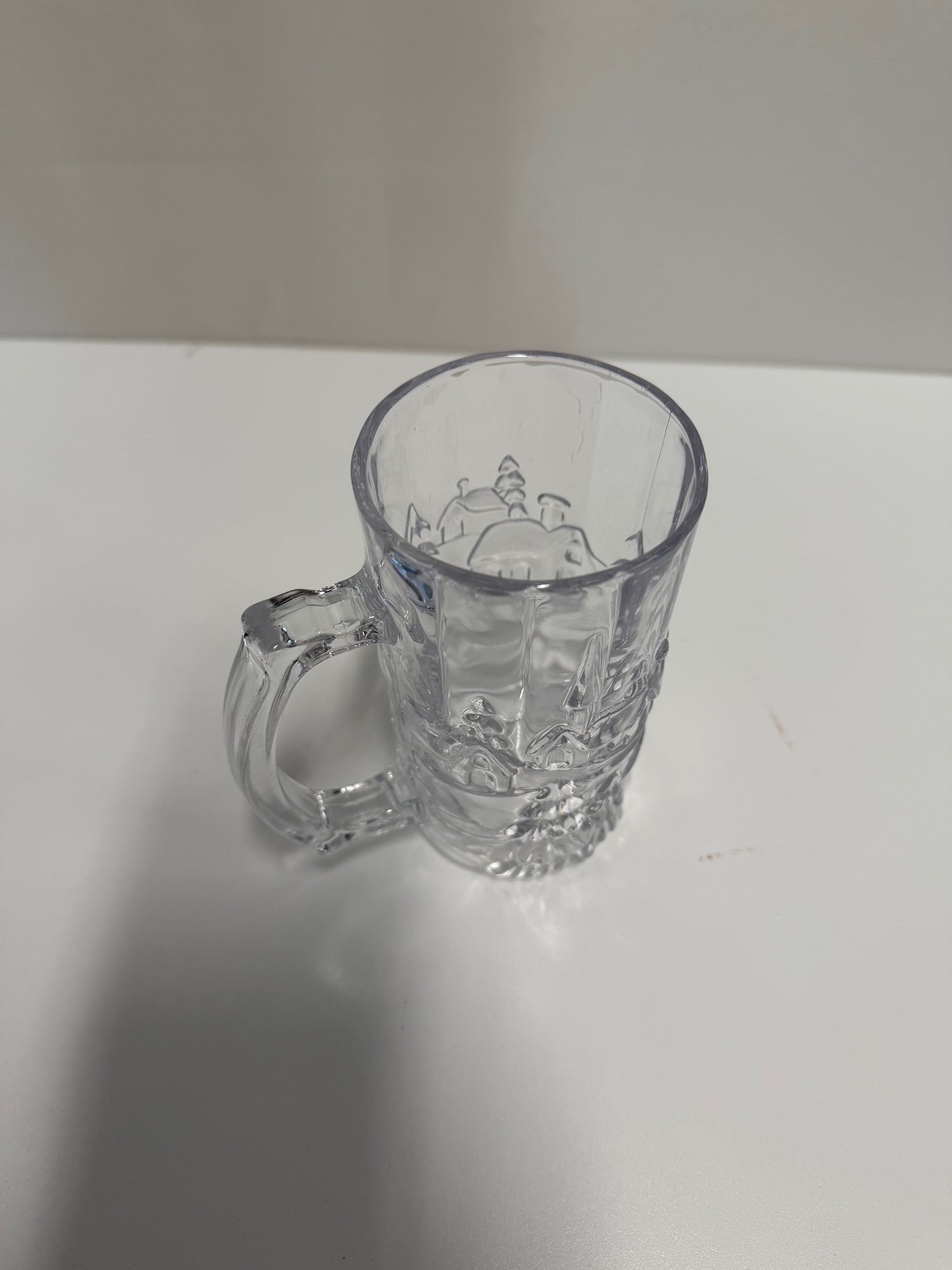 Textured Clear Glass Drinking Mug with Handle