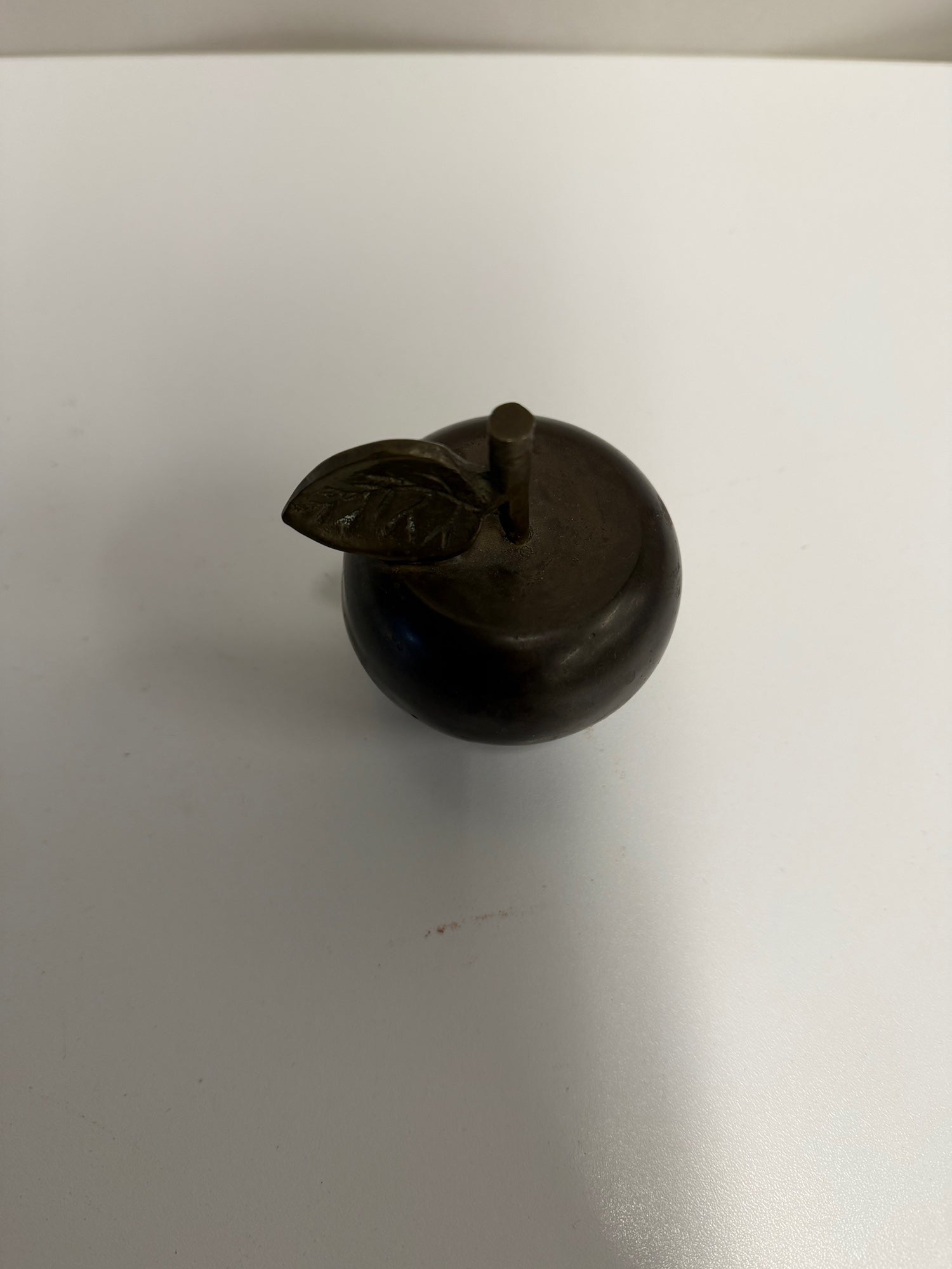 Vintage Bronze-Toned Apple Desk Bell with Leaf Accent