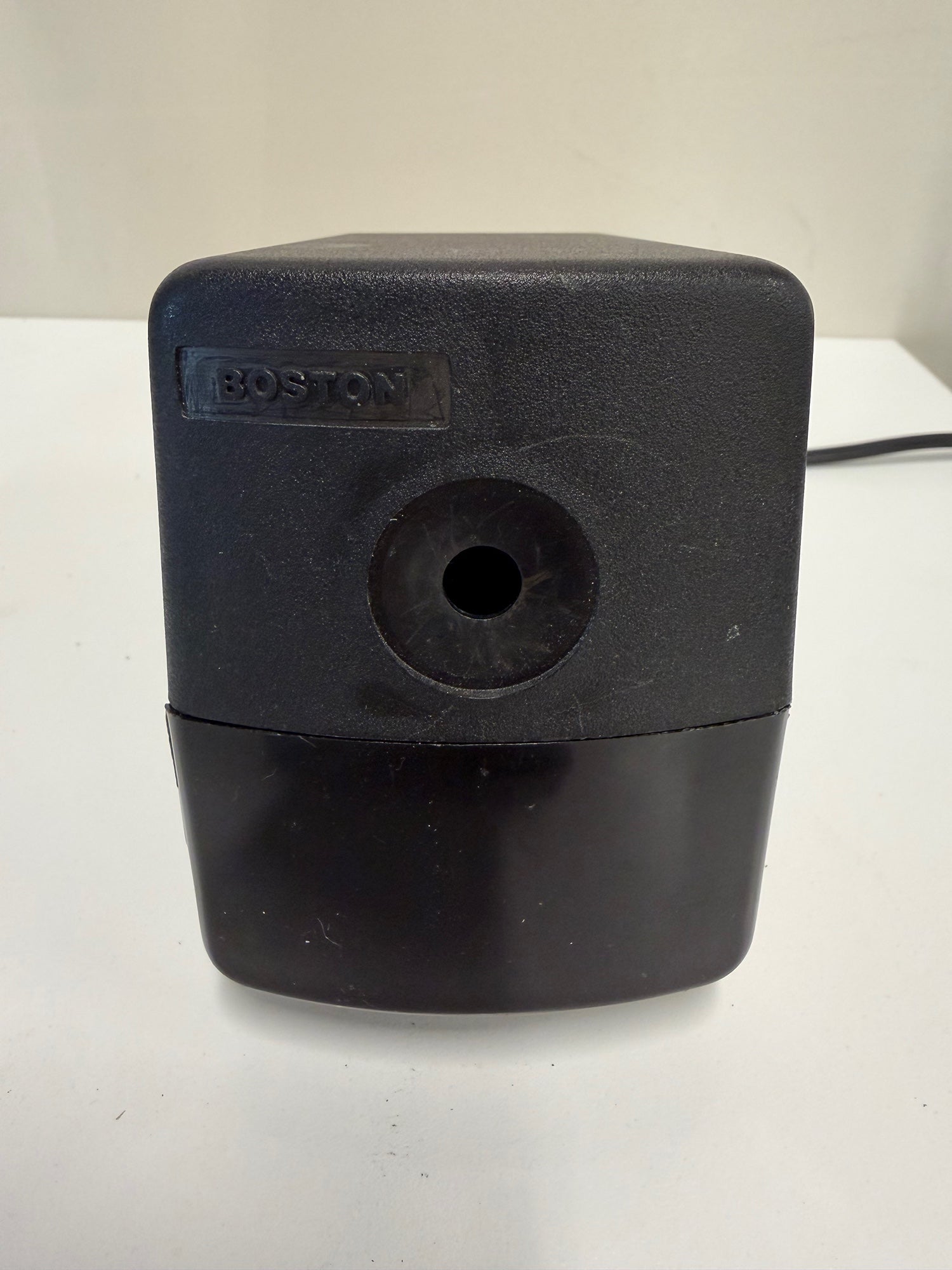 BOSTON Model 19 Electric Pencil Sharpener Black Beige Vintage Office Supply