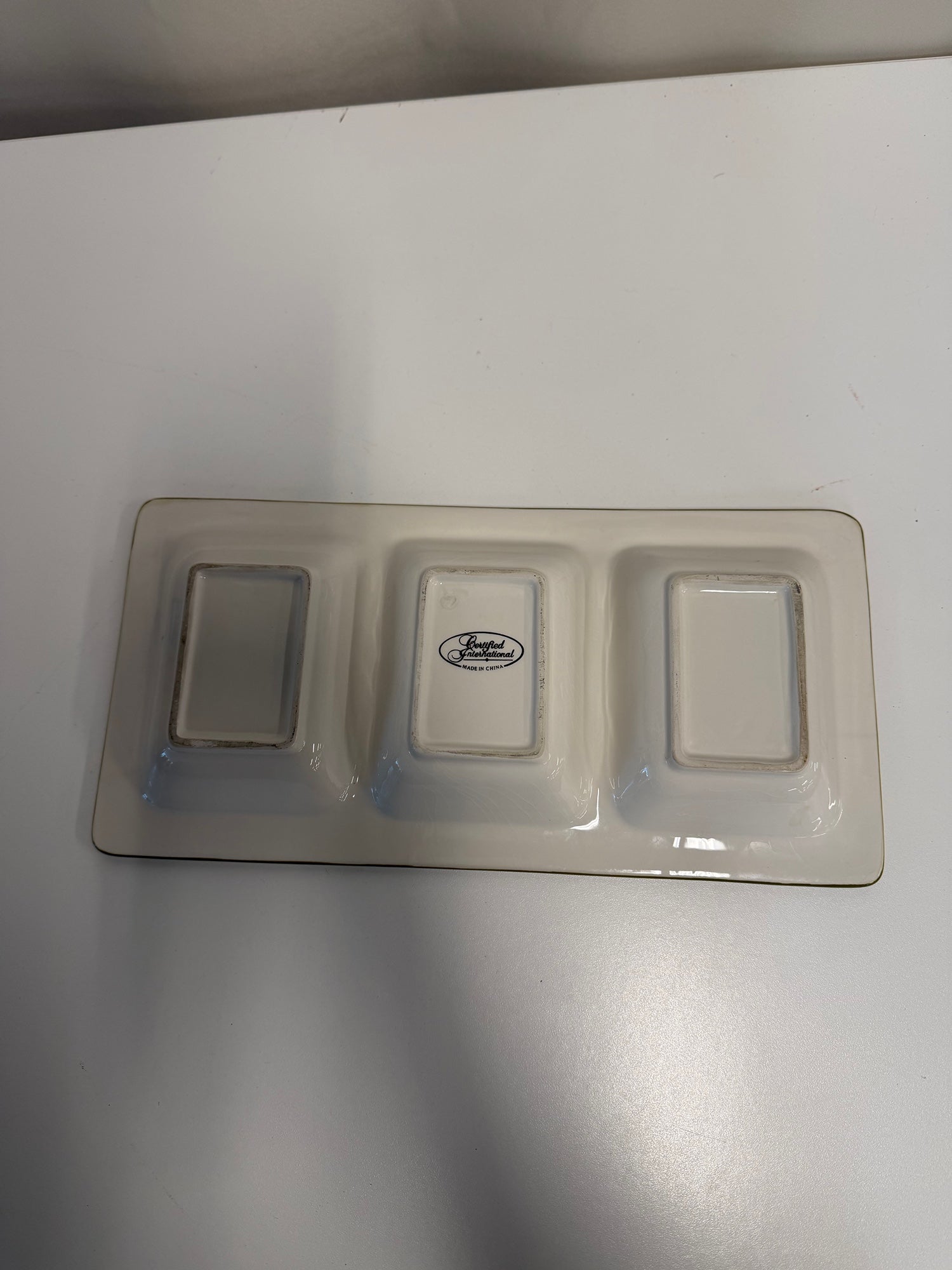 Certified International Oregano Herb Design Three-Compartment Serving Tray