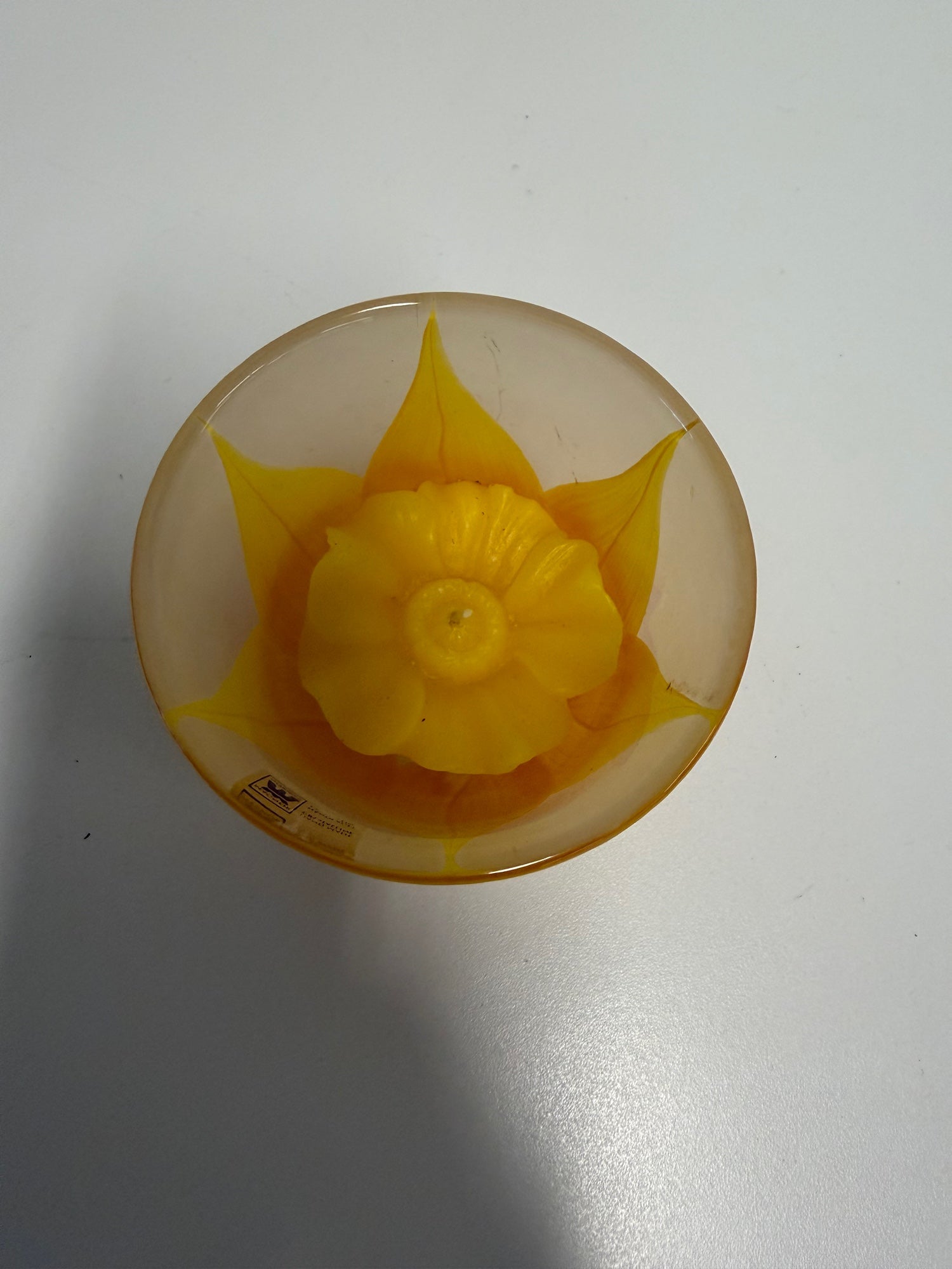 Magnor Norway Hand Made Crystalline Yellow Glass Candle Votive