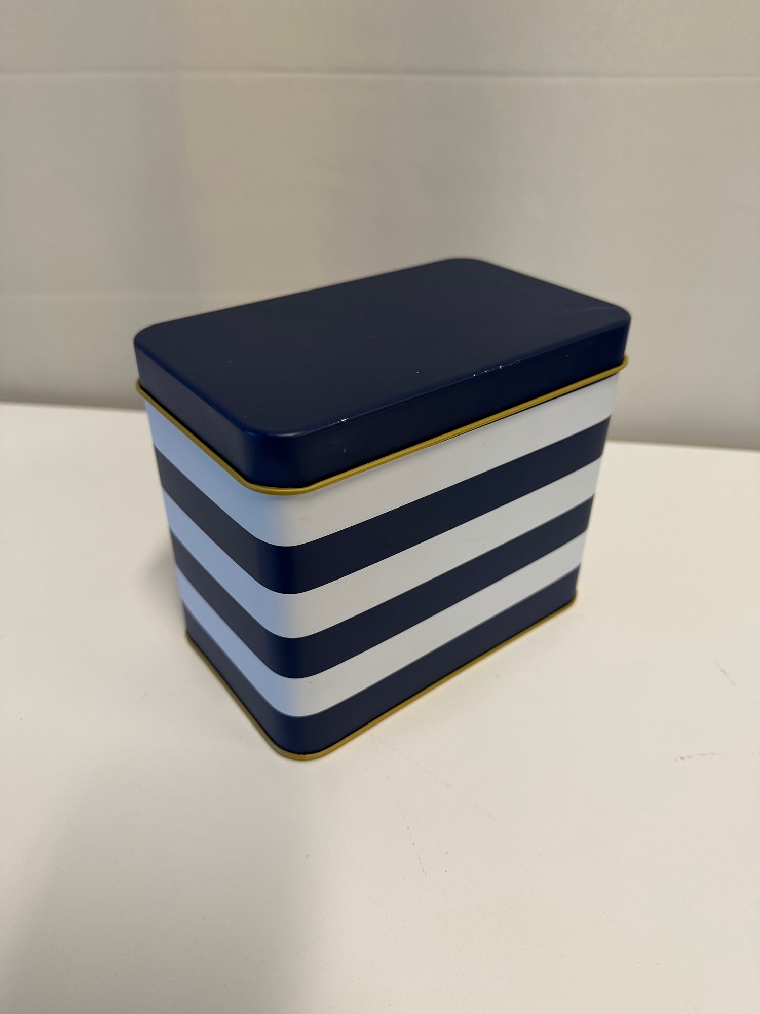 Nautical Striped Rectangular Metal Storage Tin Box