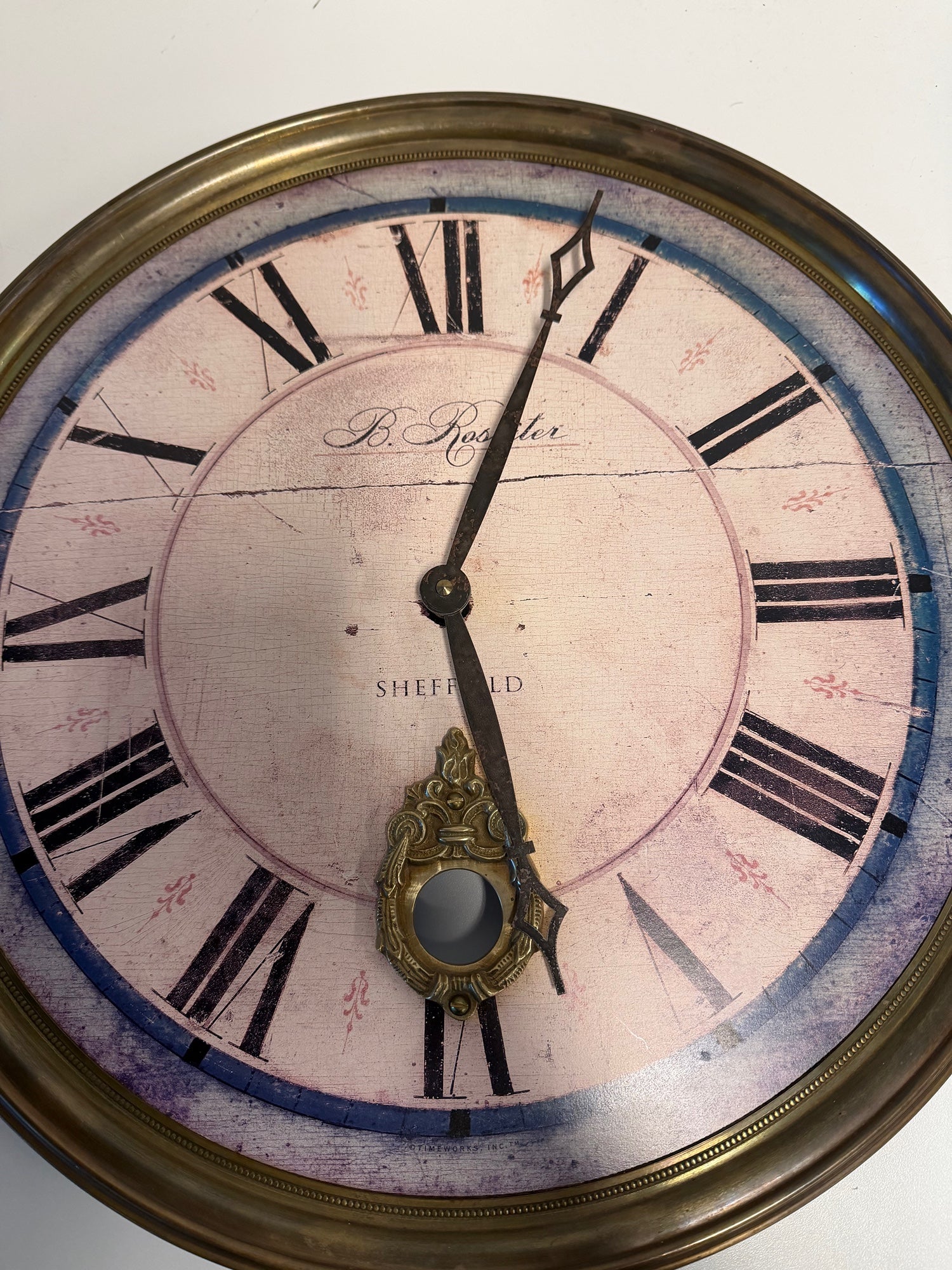 Vintage-style B. Rossiter Regency 18" Round Wall Clock with Roman Numerals