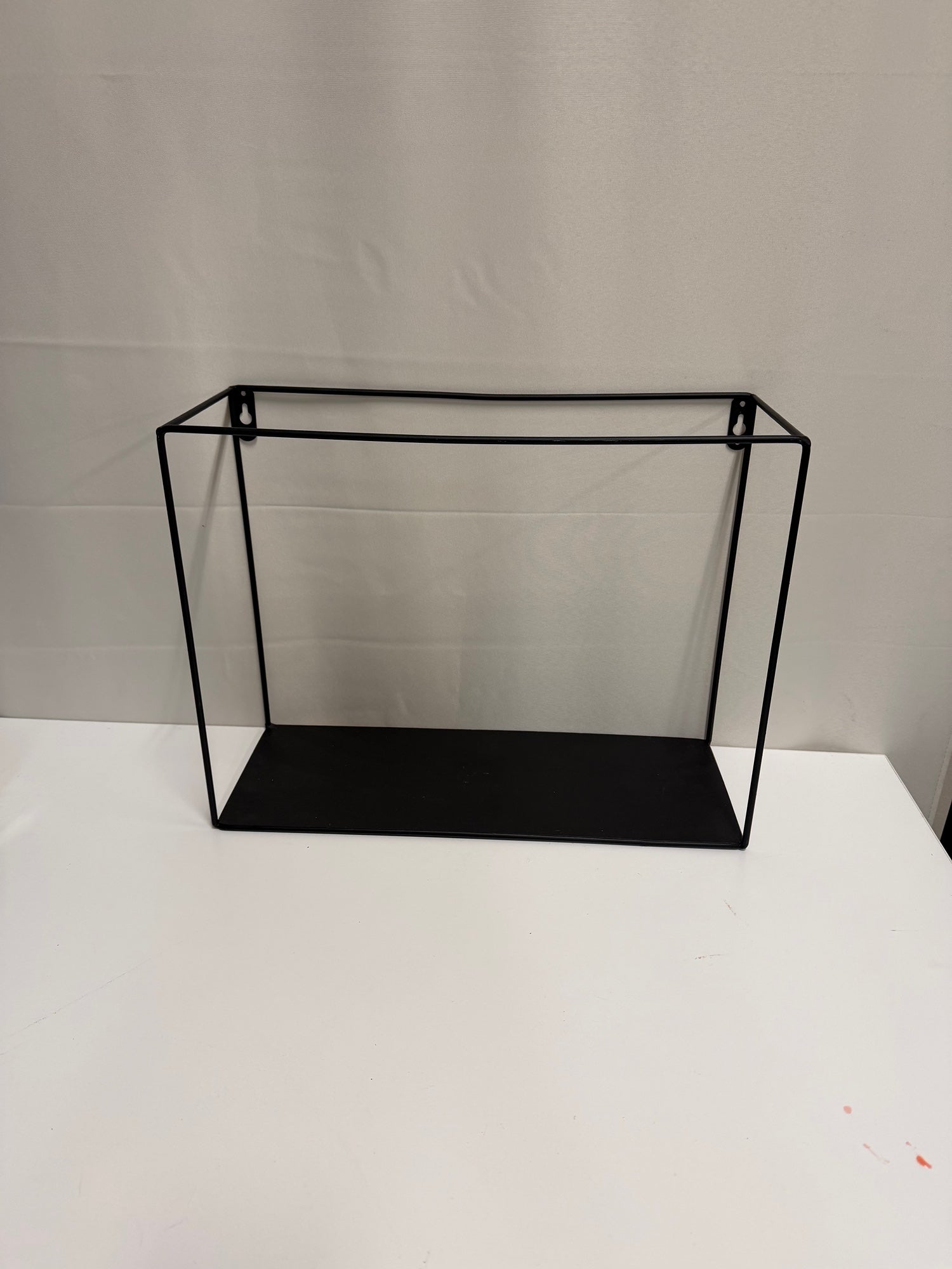 Modern Rectangular Black Metal Frame Floating Shelf