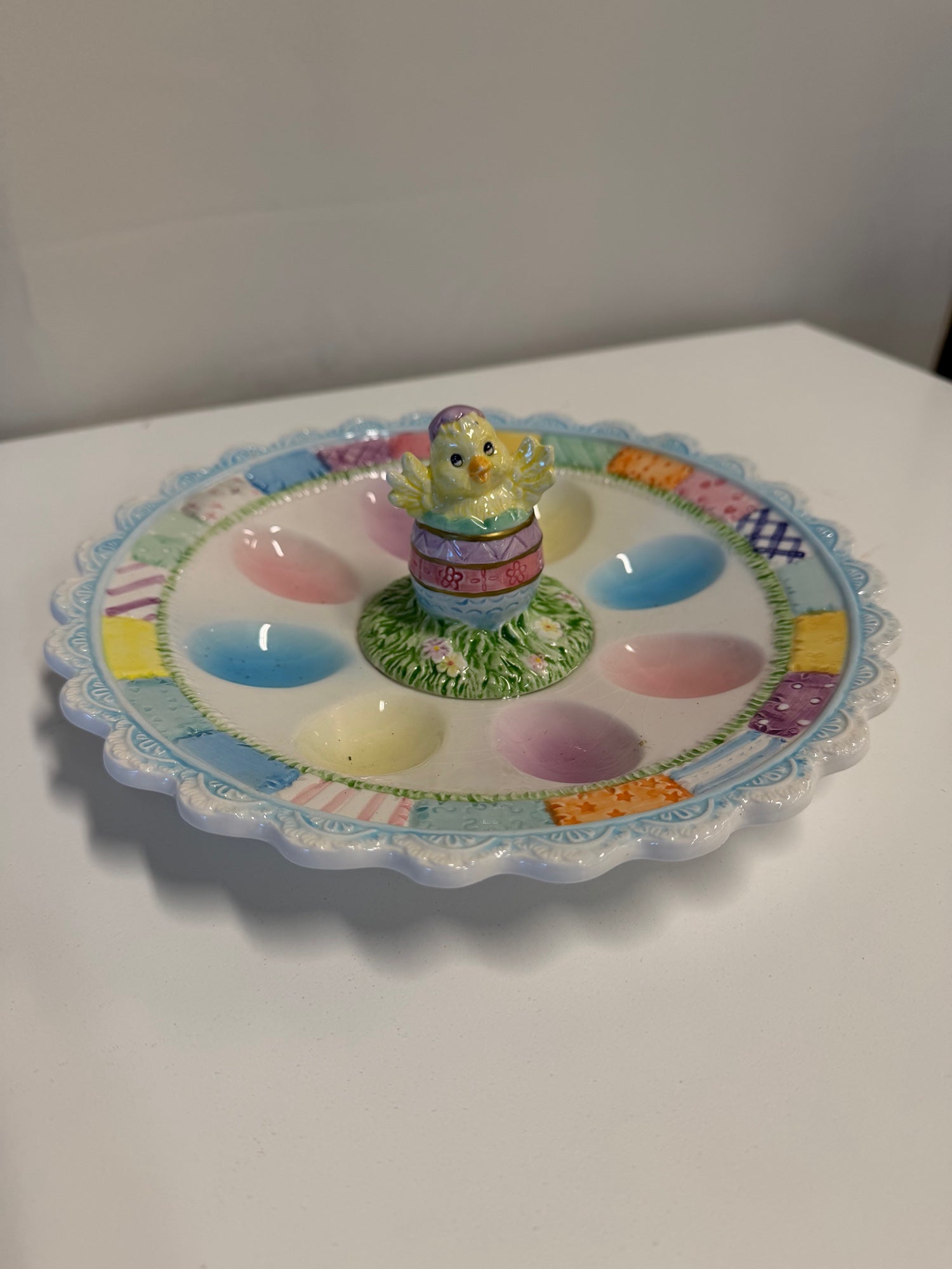 Festive Porcelain Chick Deviled Egg Serving Platter