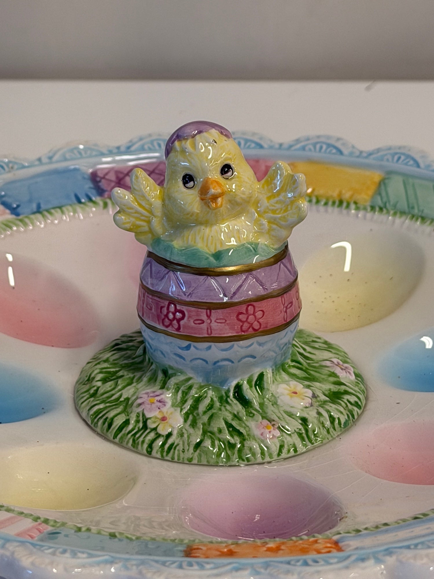 Festive Porcelain Chick Deviled Egg Serving Platter