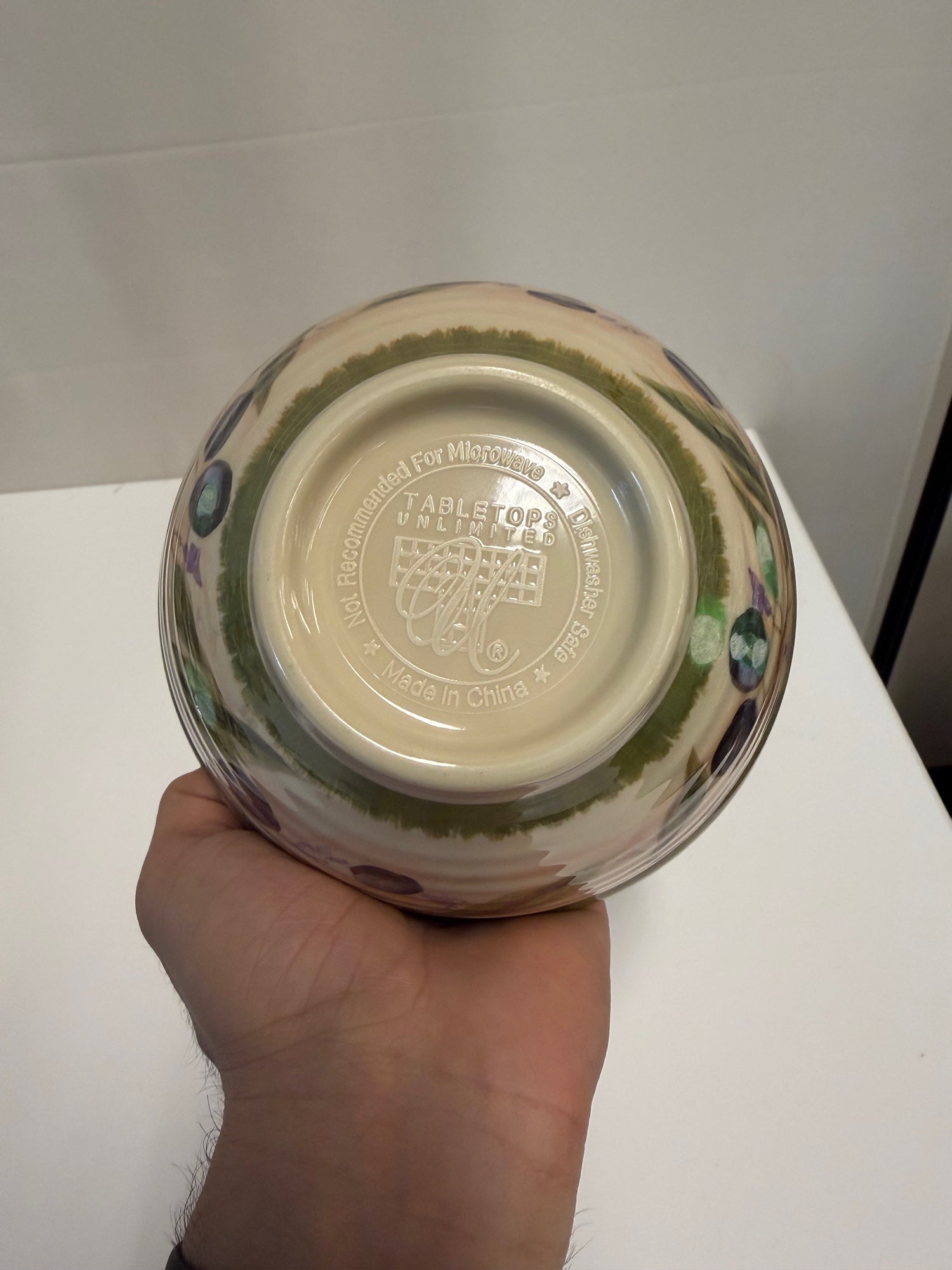 TABLE TOPS UNLIMITED Stoneware Bowl with Olive Motif