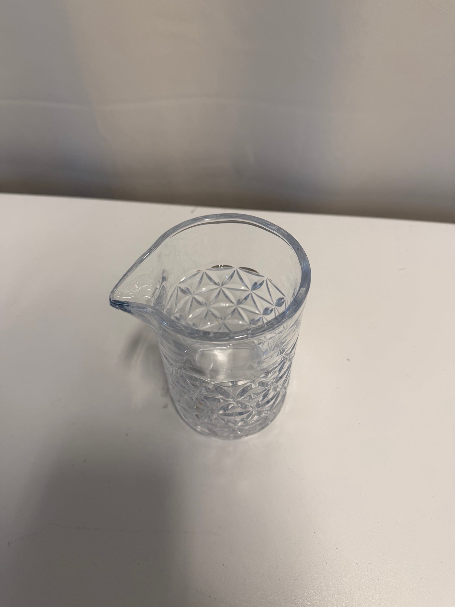 Textured Clear Glass Creamer Pitcher with Geometric Pattern