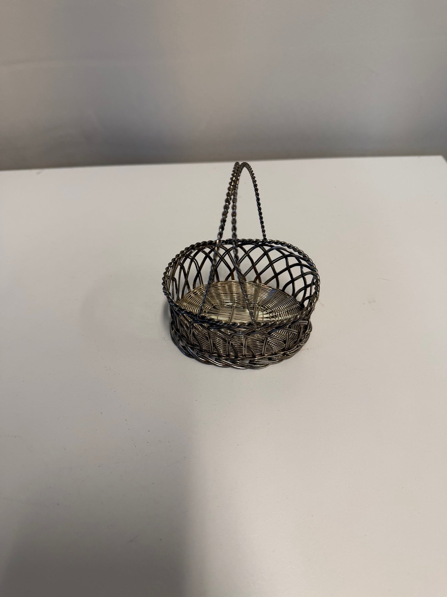 Miniature Woven Wire Basket with Handle