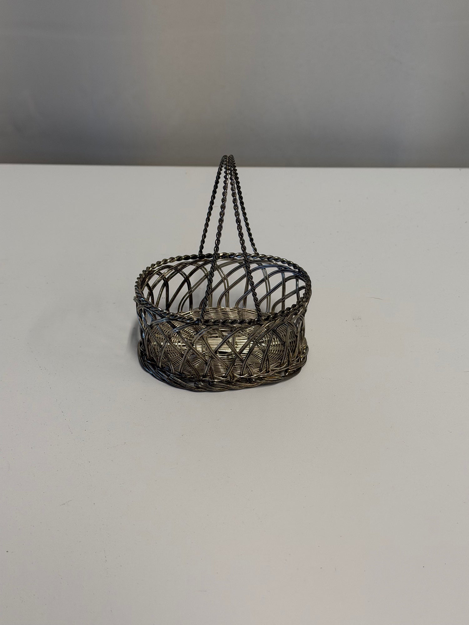 Miniature Woven Wire Basket with Handle