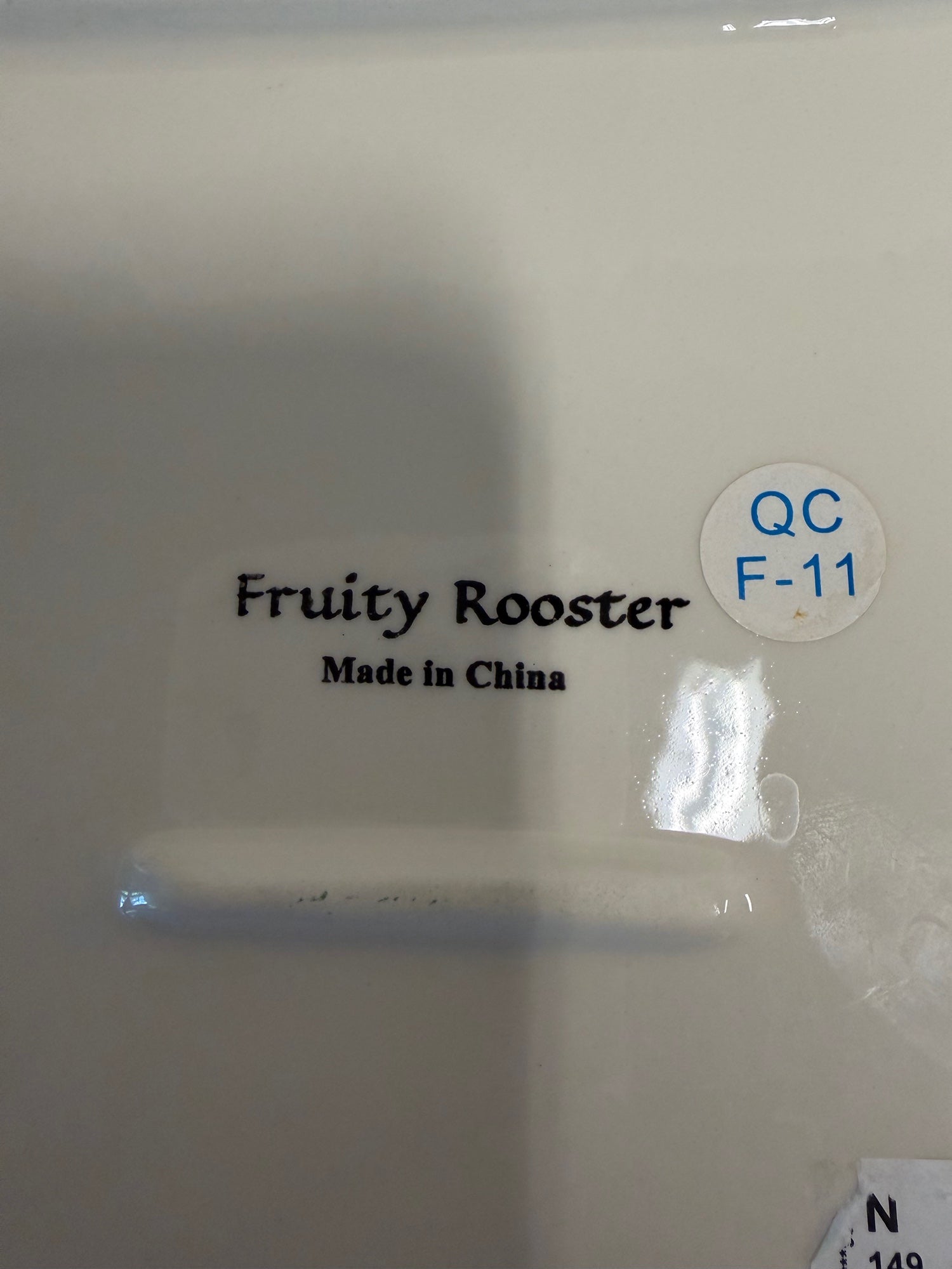Fruity Rooster Farmhouse Square Ceramic Plate with Rooster & Fruit Motif