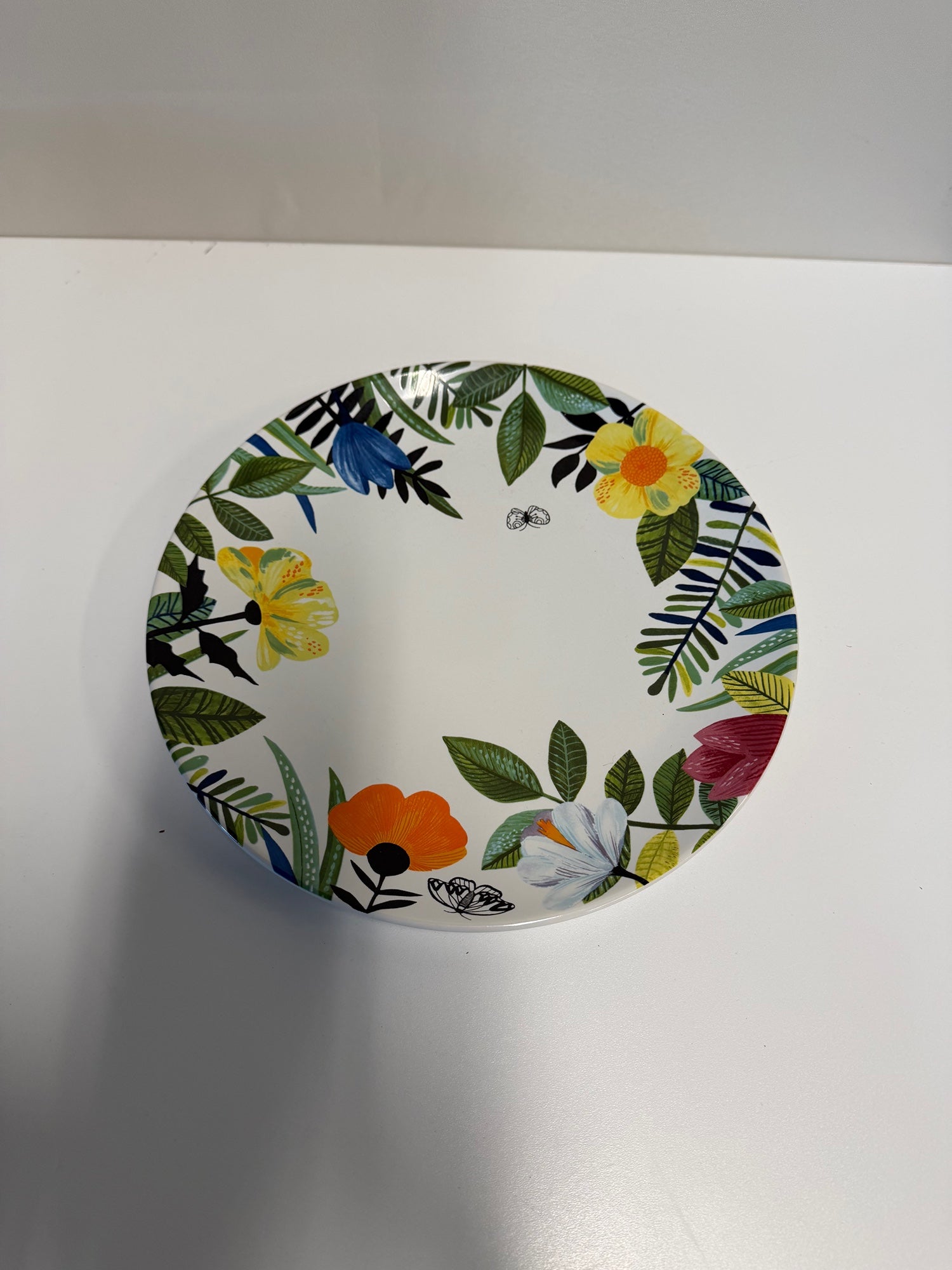 Pier 1 Mod Floral Bunny Vibrant Porcelain Plate
