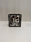 Rustic Metal Leaf Motif Decorative Cube Holder