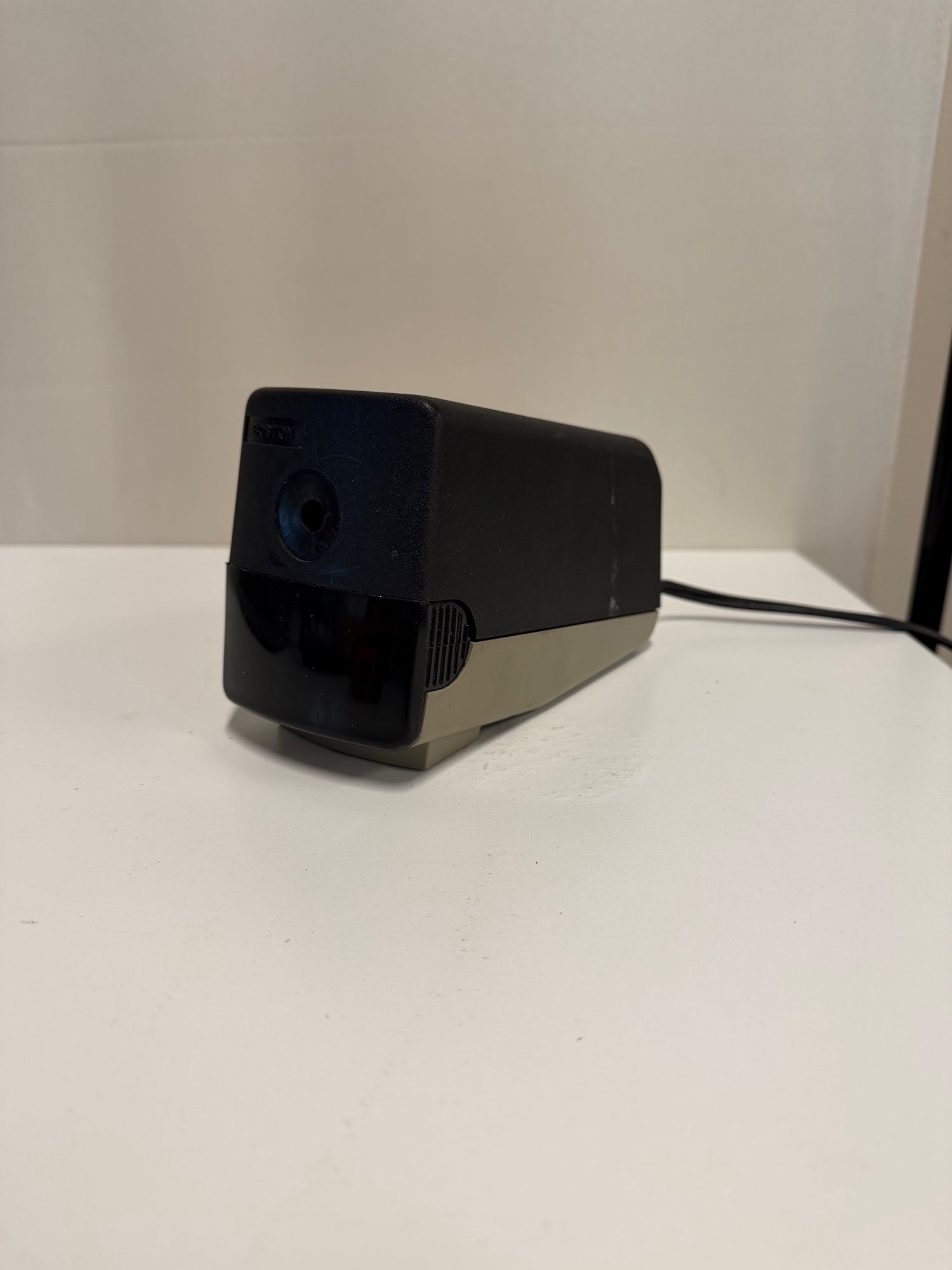 BOSTON Model 19 Electric Pencil Sharpener Black Beige Vintage Office Supply