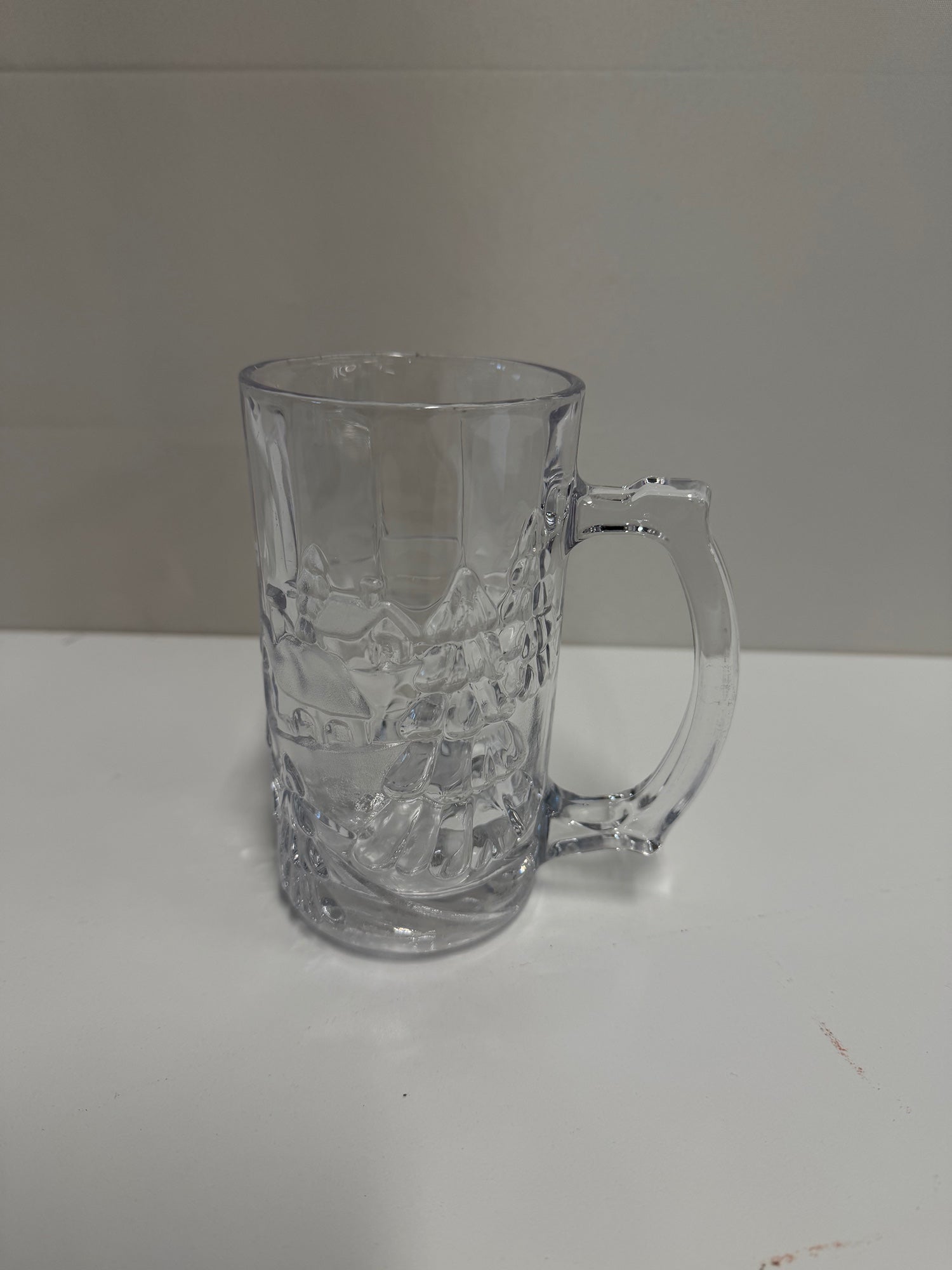 Textured Clear Glass Drinking Mug with Handle
