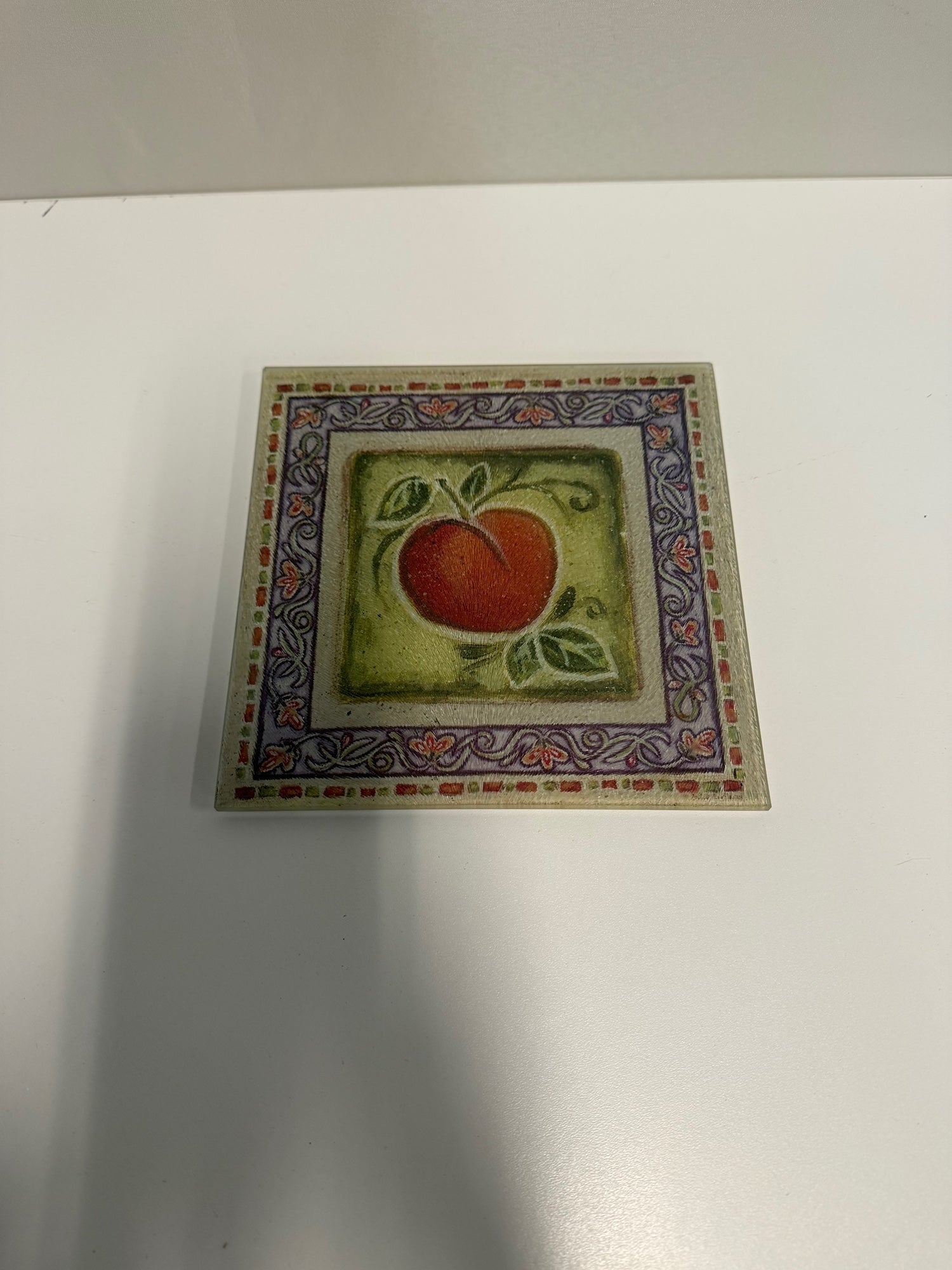 Square Fruit Motif Glass Trivet Hot Plate