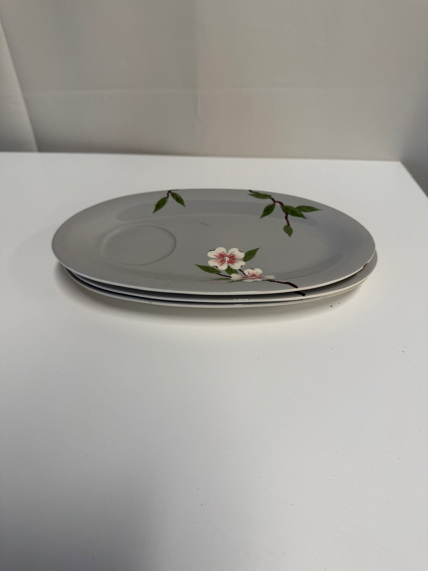 Set of 3 Weil Ware Hand Decorated Cherry Blossom Oval Serving Platters